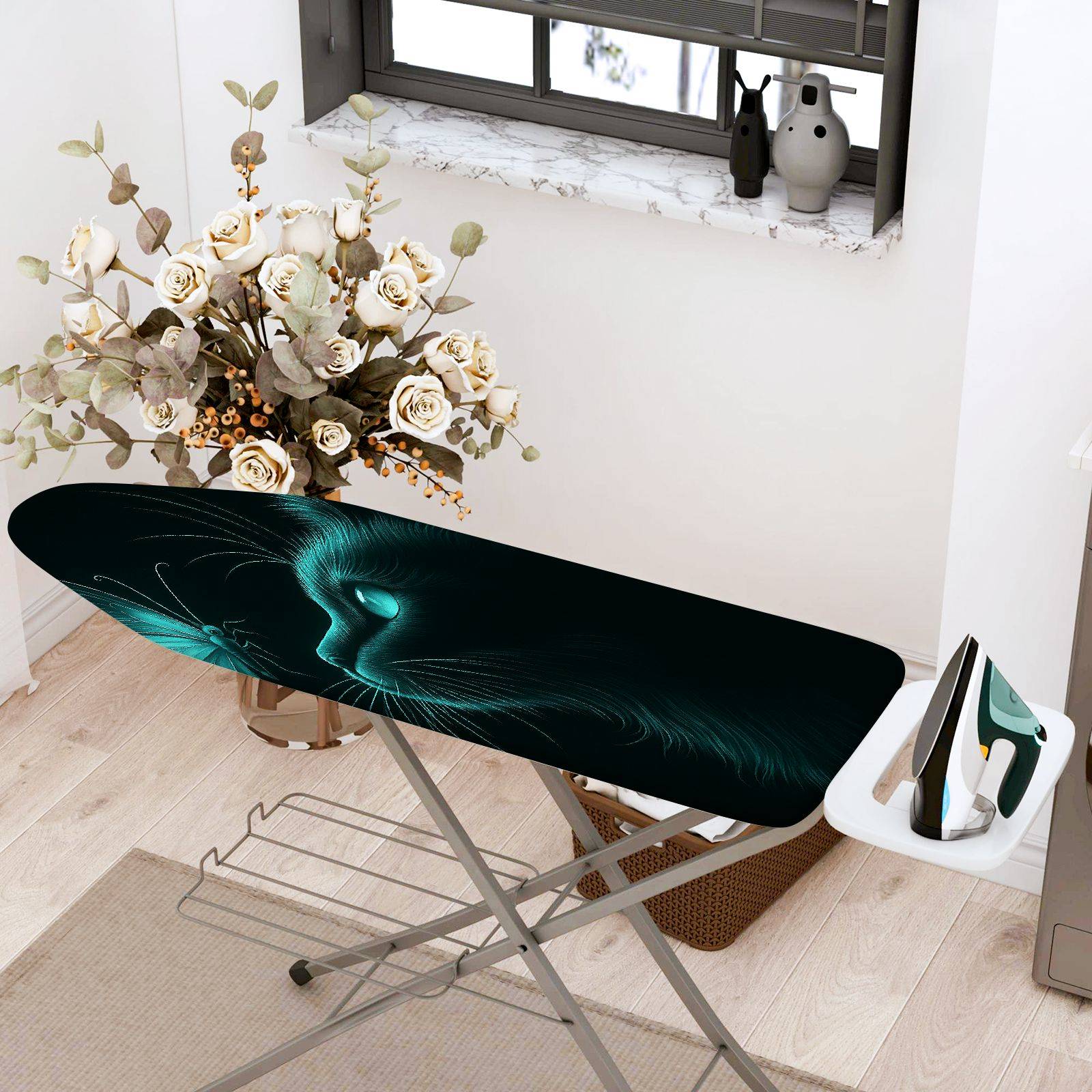 1-Piece Cat Butterfly Glow  Ironing Board Cover, Universal Size, Without Board