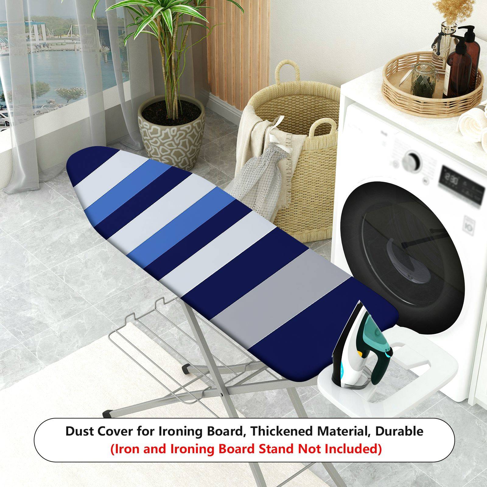 1-Piece Striped Blue Modern Classic  Ironing Board Cover, Universal Size, Without Board