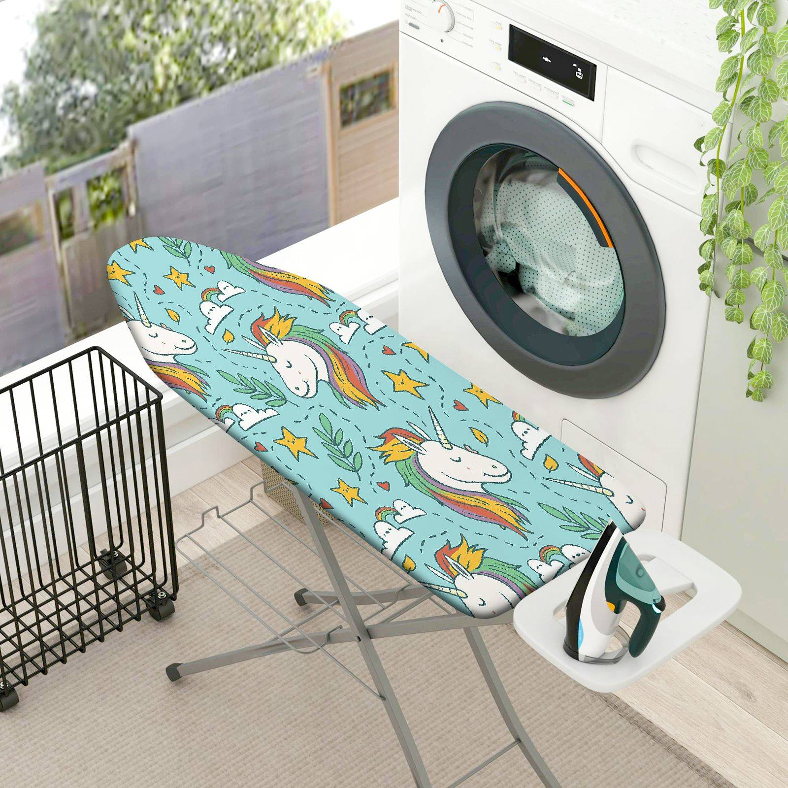 1-Piece Unicorn Star Colorful  Ironing Board Cover, Universal Size, Without Board