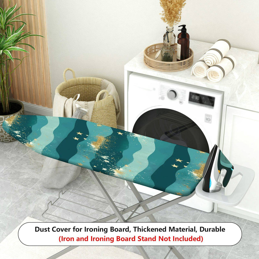 1-Piece Starry Blue Gold Wave  Ironing Board Cover, Universal Size, Without Board