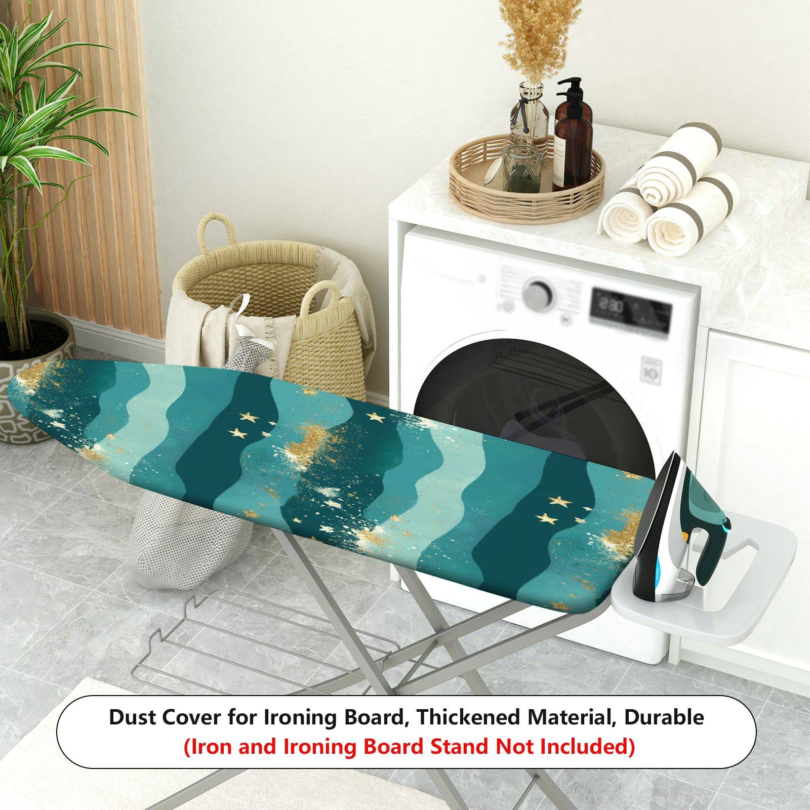 1-Piece Starry Blue Gold Wave  Ironing Board Cover, Universal Size, Without Board