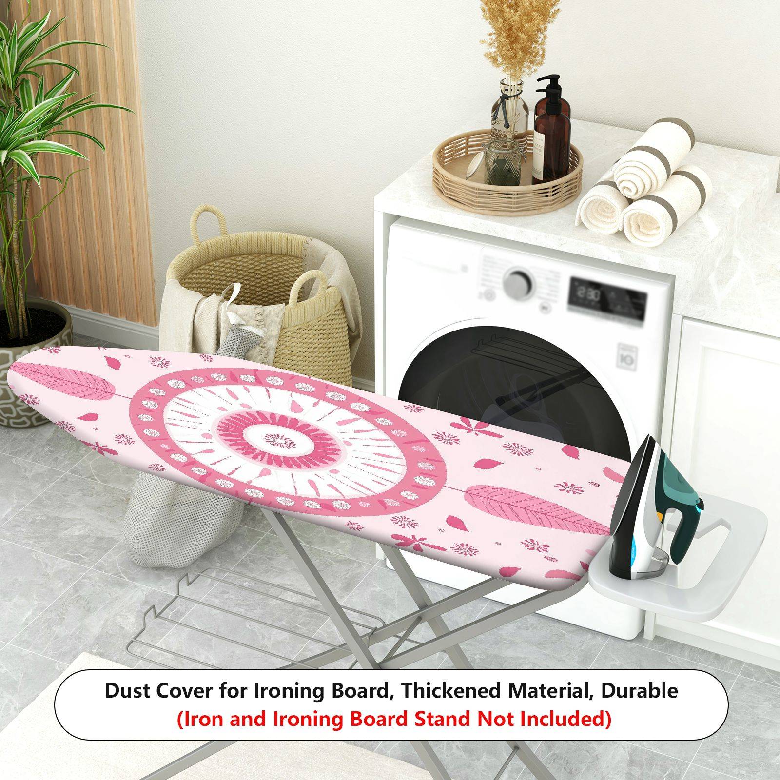 1-Piece Pink Floral Leaf Pattern Dreamcatcher  Ironing Board Cover, Universal Size, Without Board