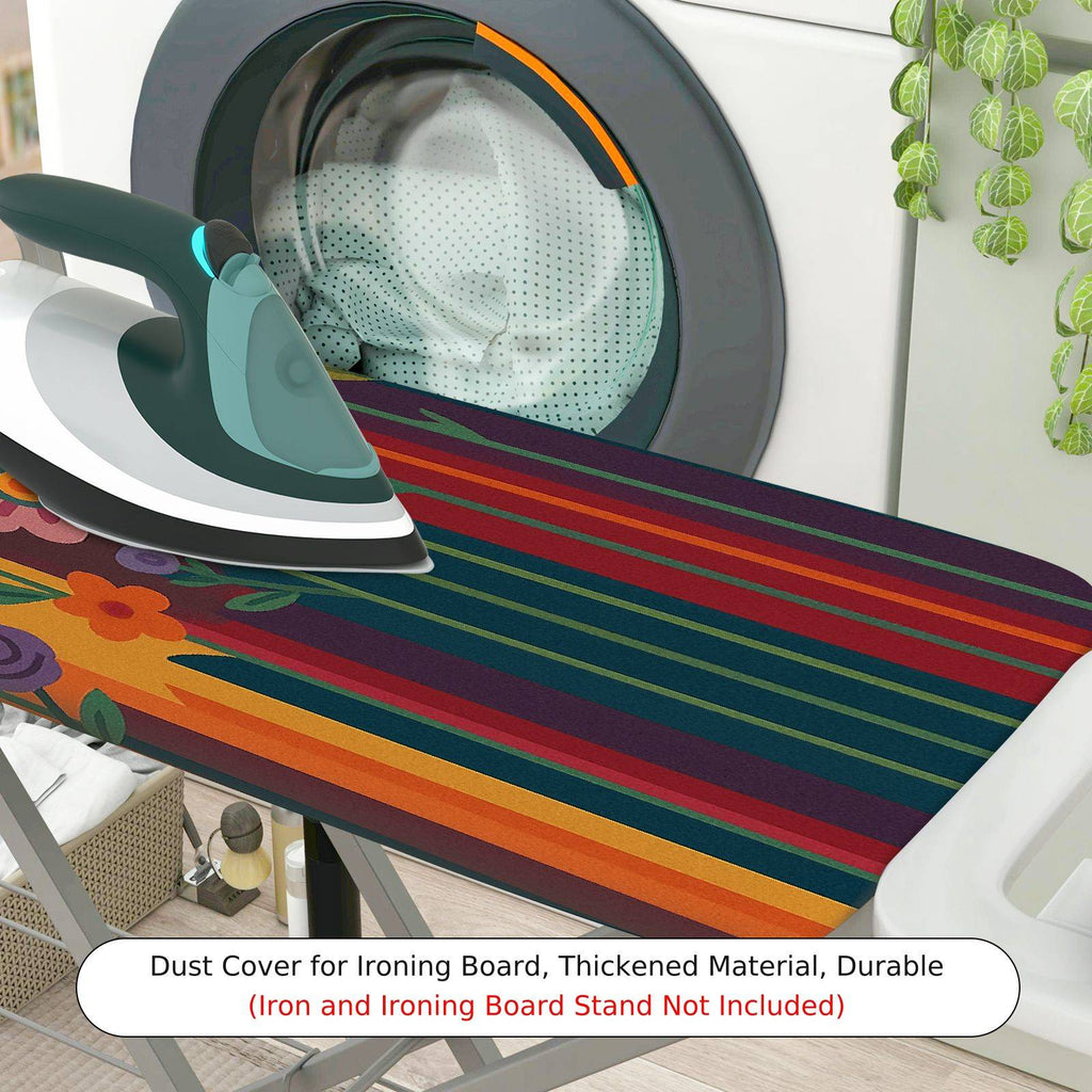 1-Piece Floral Colorful Striped  Ironing Board Cover, Universal Size, Without Board