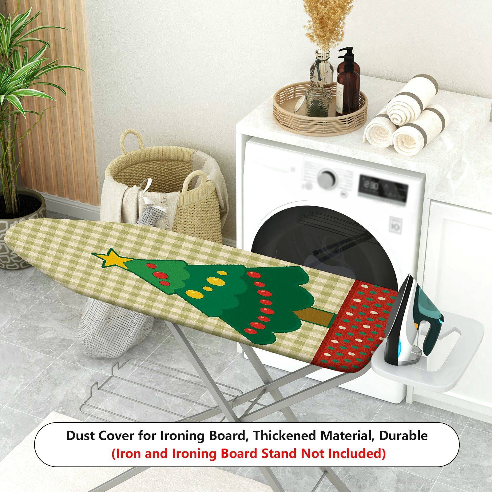 1-Piece Christmas Tree Festive Plaid  Ironing Board Cover, Universal Size, Without Board