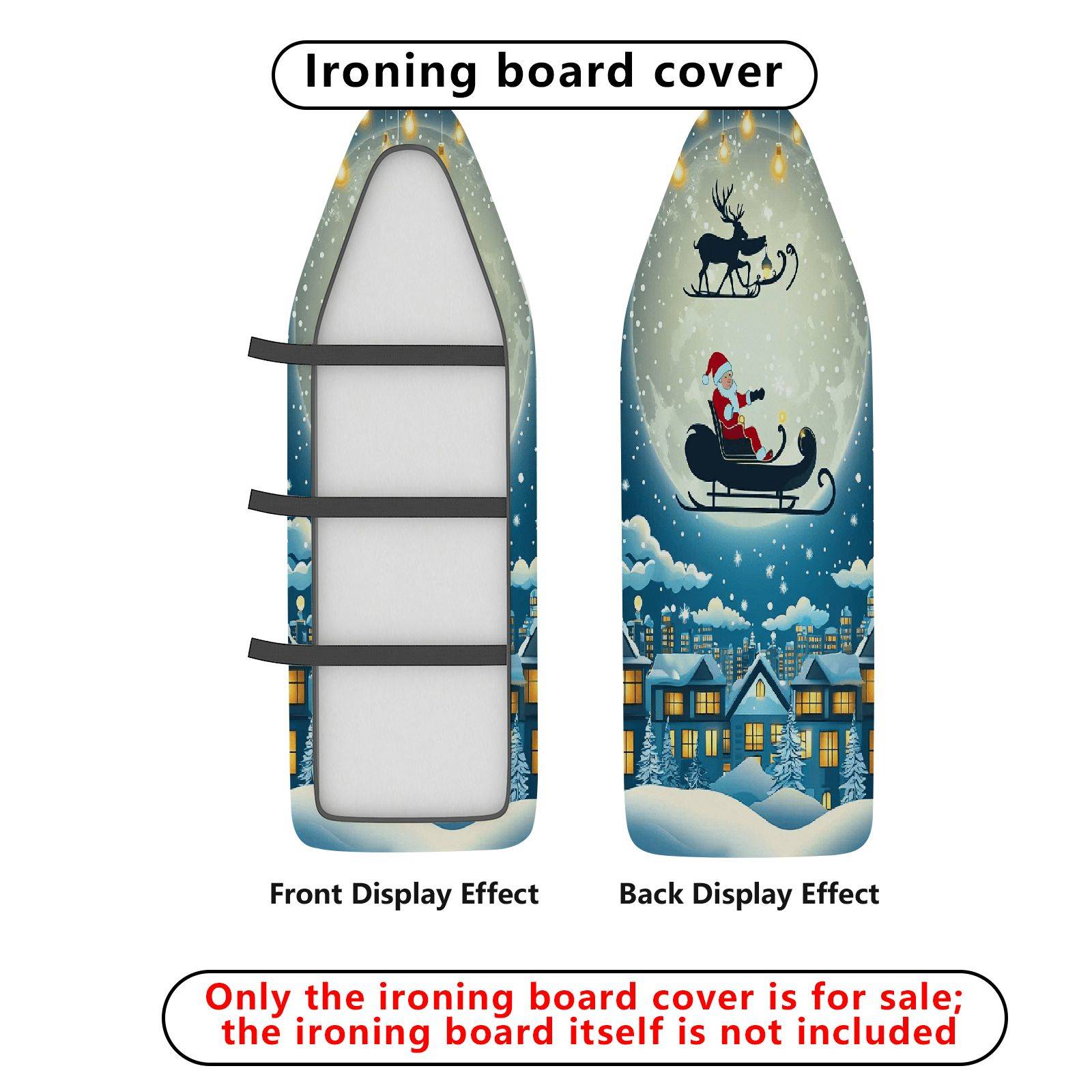 1-Piece Santa Claus Reindeer Snowflake  Ironing Board Cover, Universal Size, Without Board