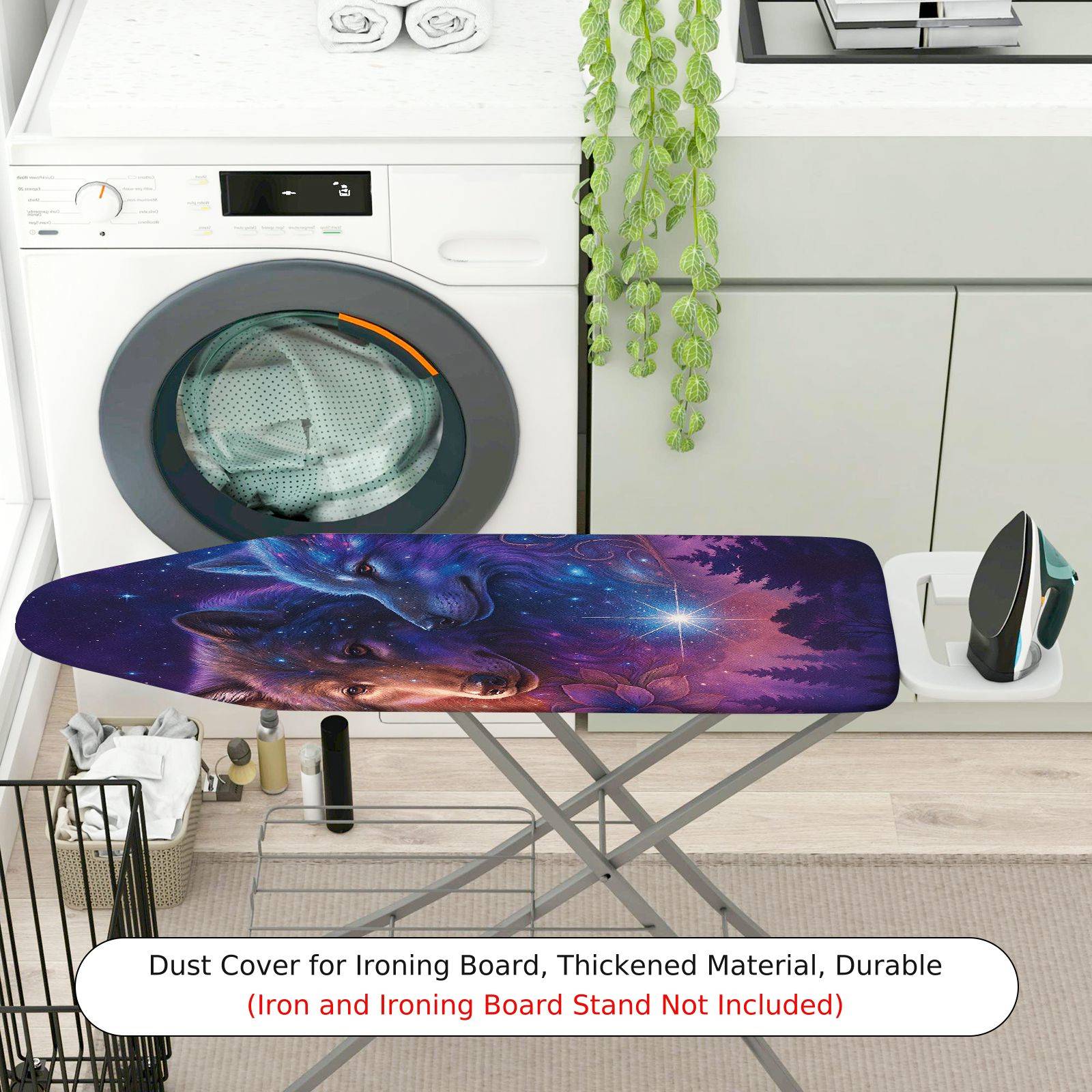 1-Piece Starry Wolf Universe Woodland  Ironing Board Cover, Universal Size, Without Board