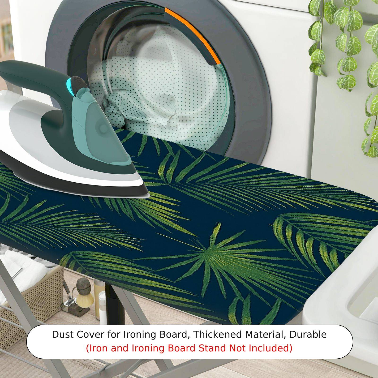 1-Piece Palm Leaves Tropical Greenery Nature  Ironing Board Cover, Universal Size, Without Board