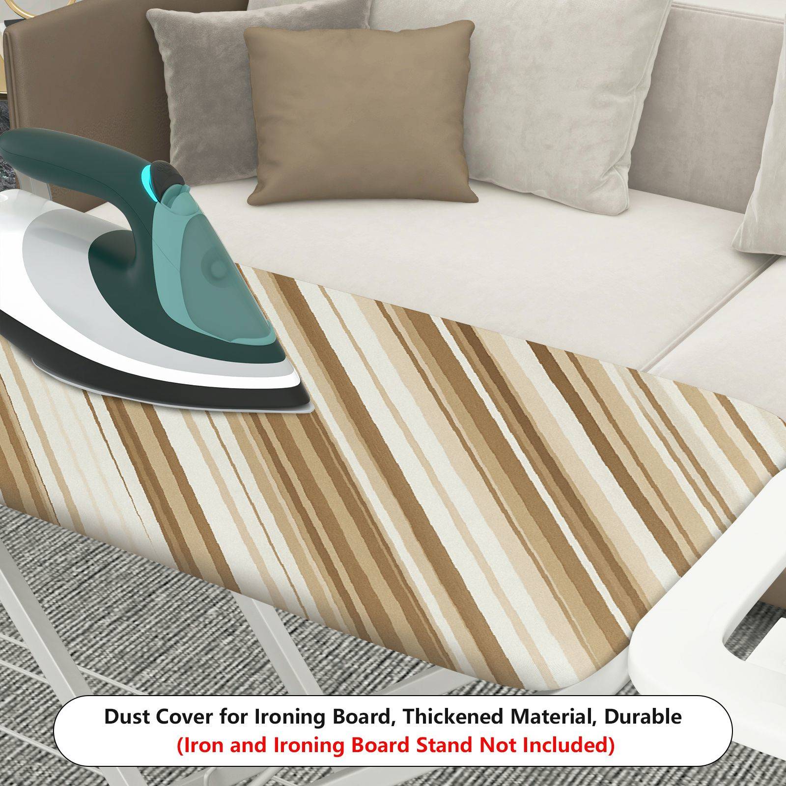1-Piece Striped Beige Brown Pattern  Ironing Board Cover, Universal Size, Without Board