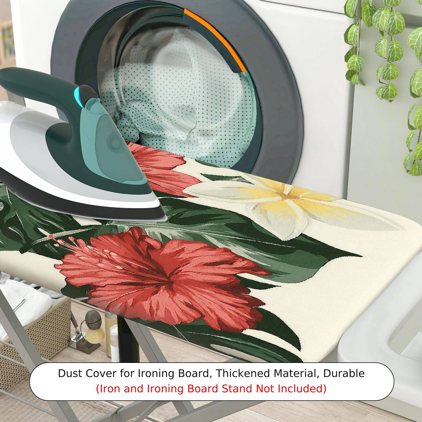 1-Piece Tropical Floral Hibiscus  Ironing Board Cover, Universal Size, Without Board