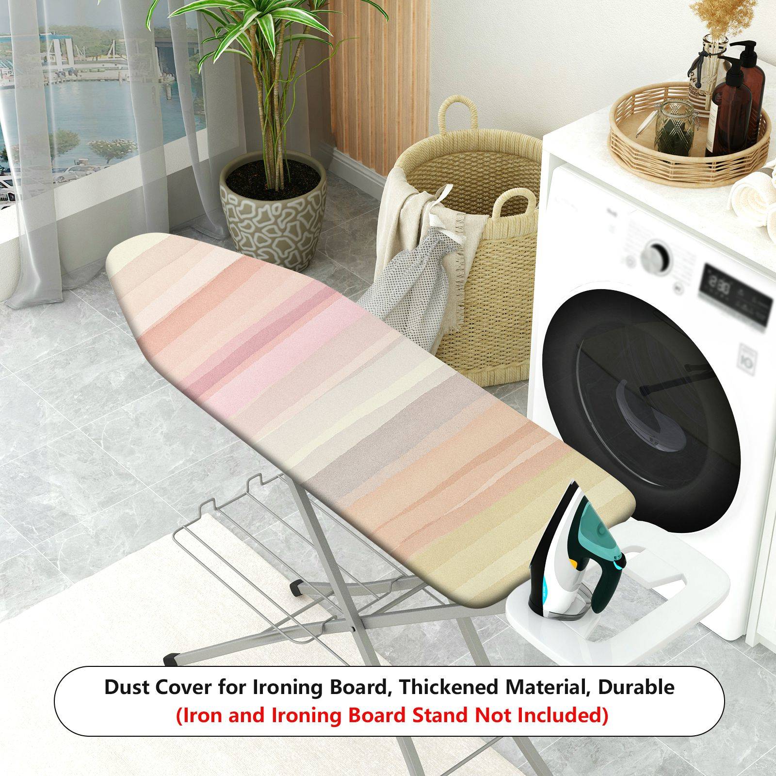 1-Piece Pastel Striped Gradient  Ironing Board Cover, Universal Size, Without Board