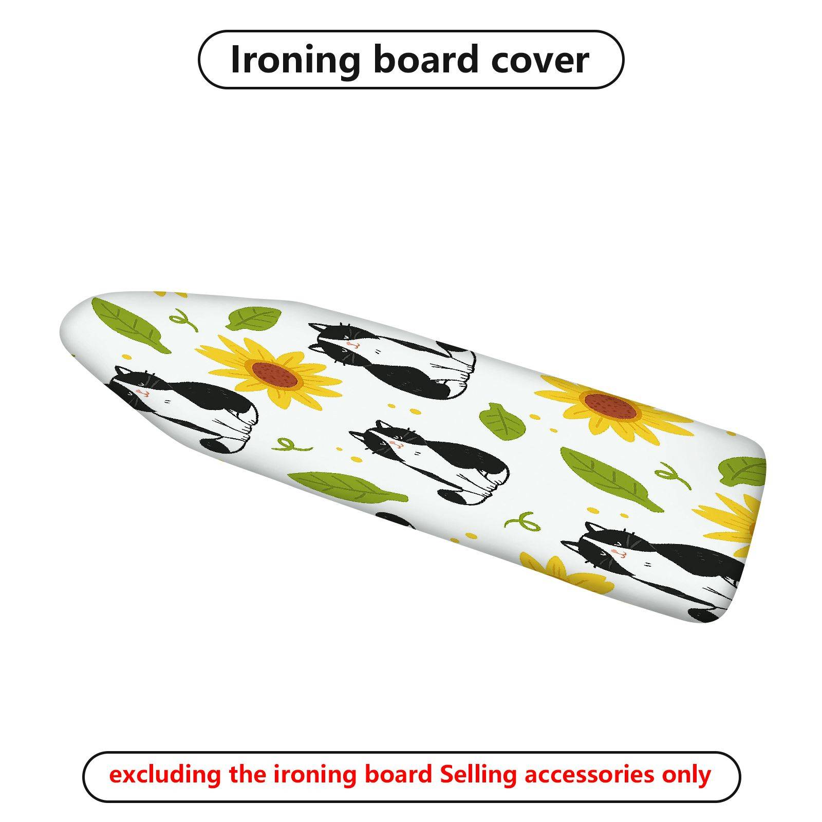 1-Piece Cats Sunflowers Leaves  Ironing Board Cover, Universal Size, Without Board