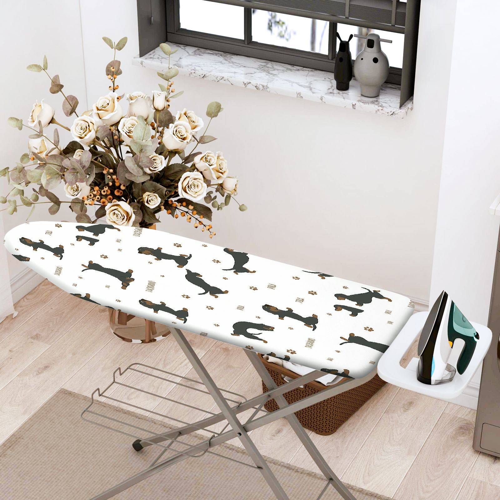1-Piece Dachshund Paw Print Dog  Ironing Board Cover, Universal Size, Without Board