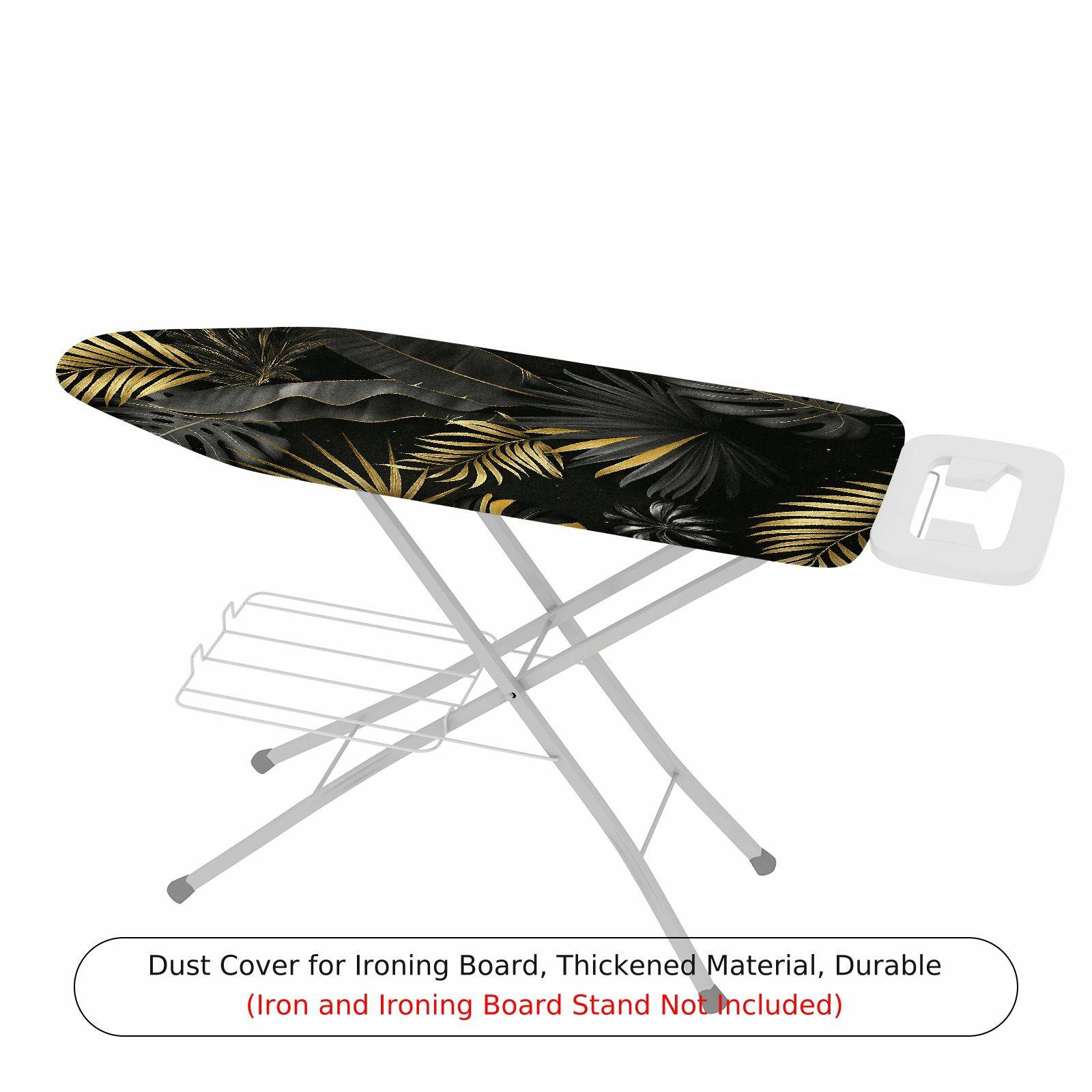 1-Piece Tropical Leaves Black Gold  Ironing Board Cover, Universal Size, Without Board