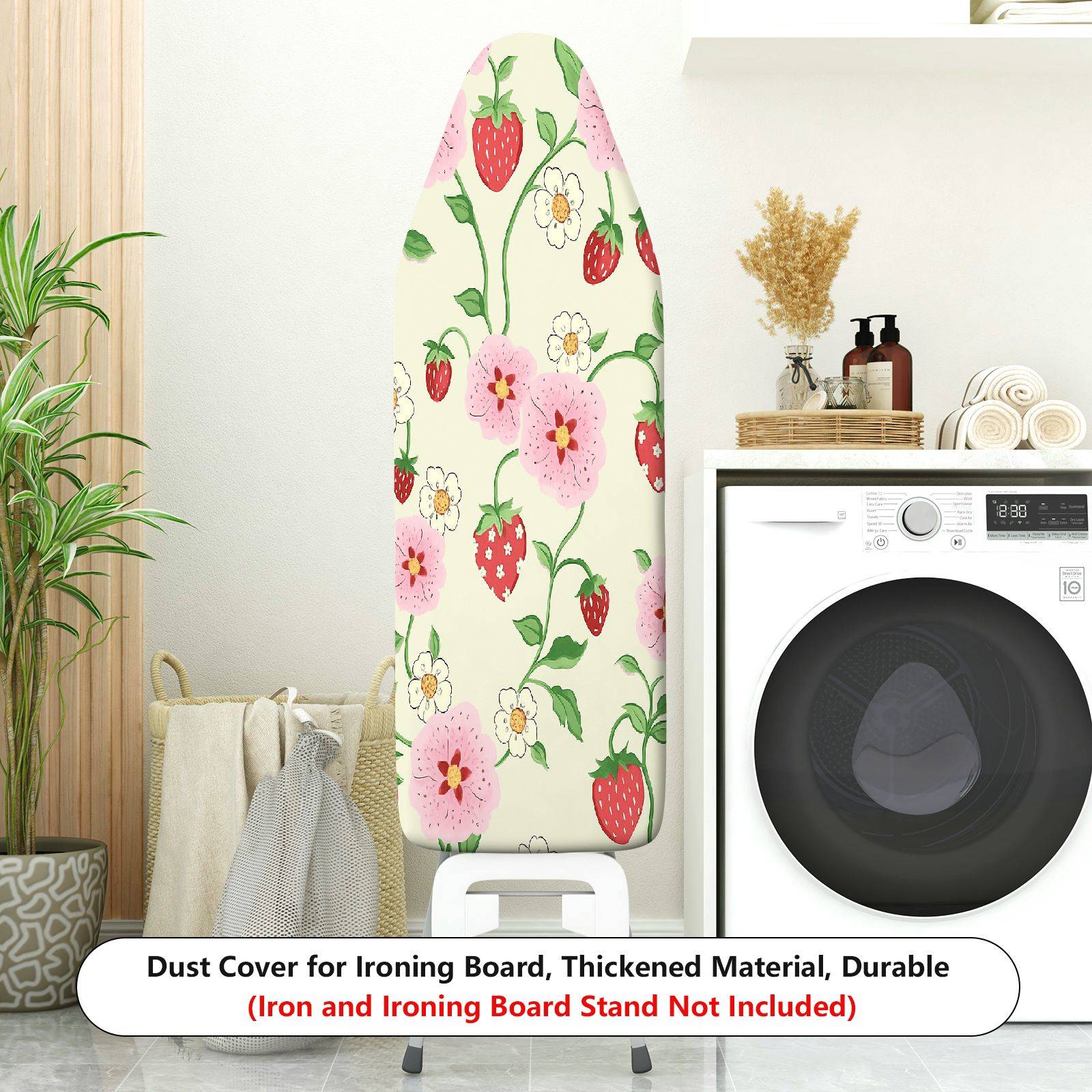 1-Piece Strawberry Floral Pattern Decorative  Ironing Board Cover, Universal Size, Without Board