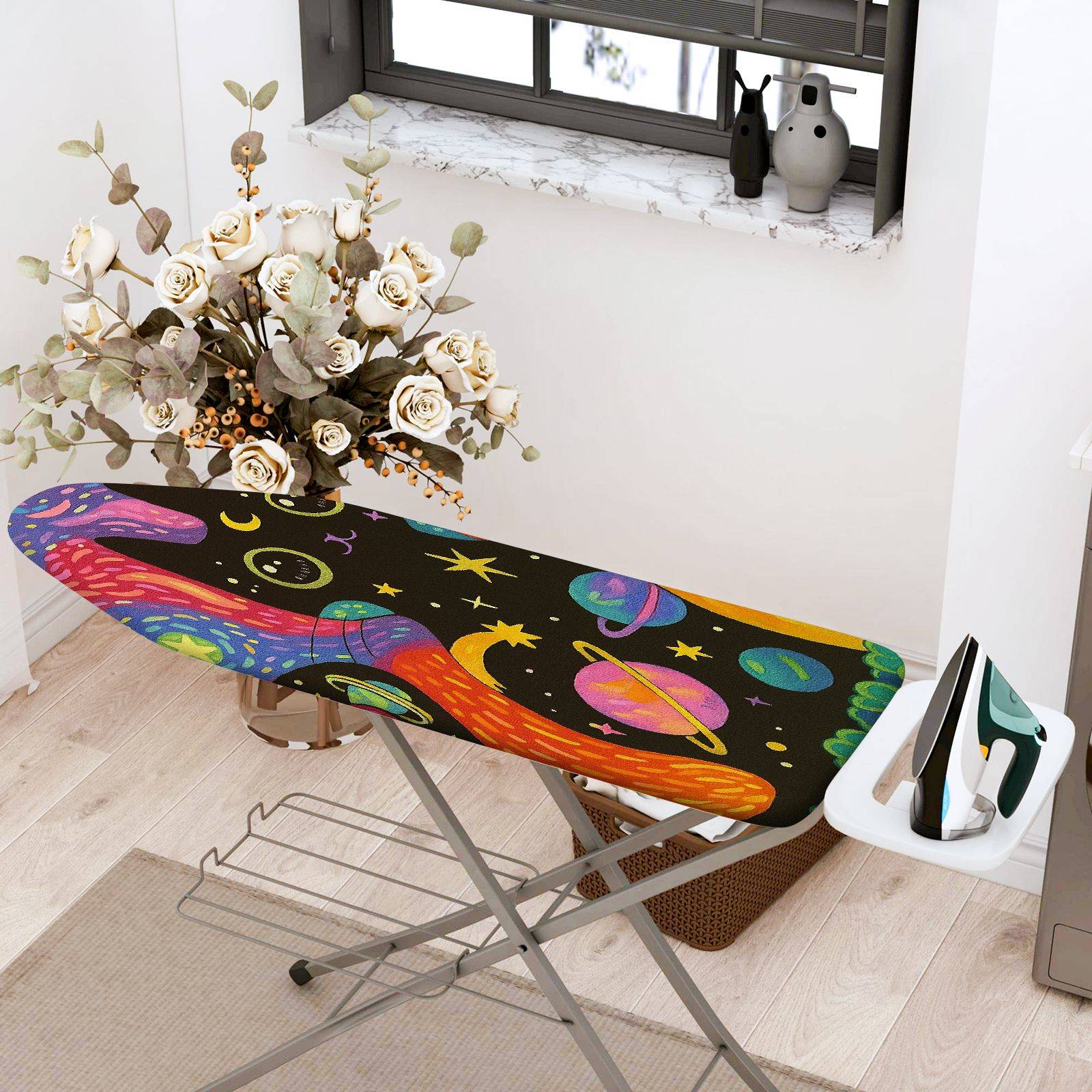 1-Piece Space Cat Galaxy  Ironing Board Cover, Universal Size, Without Board