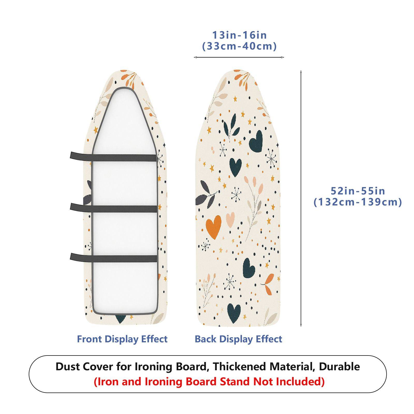 1-Piece Heart Star Floral  Ironing Board Cover, Universal Size, Without Board