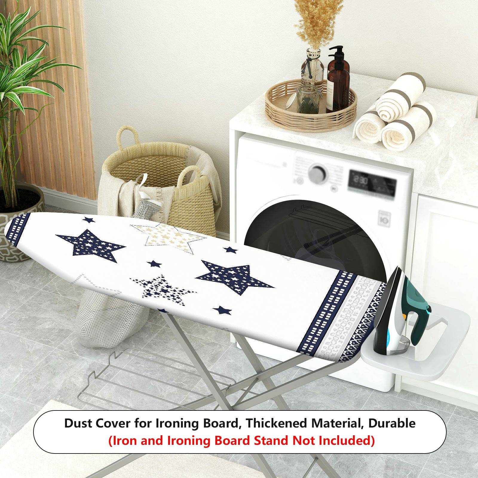 1-Piece Stars Pattern Navy White Blue  Ironing Board Cover, Universal Size, Without Board