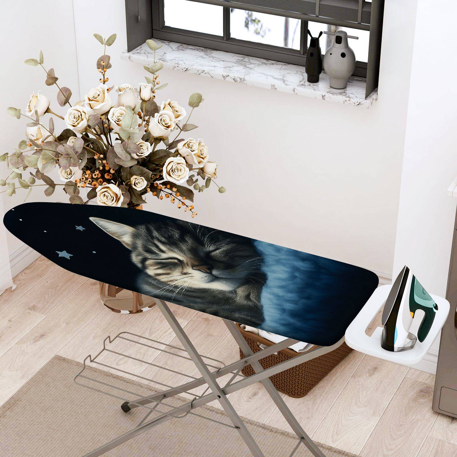1-Piece Cat Night Star  Ironing Board Cover, Universal Size, Without Board