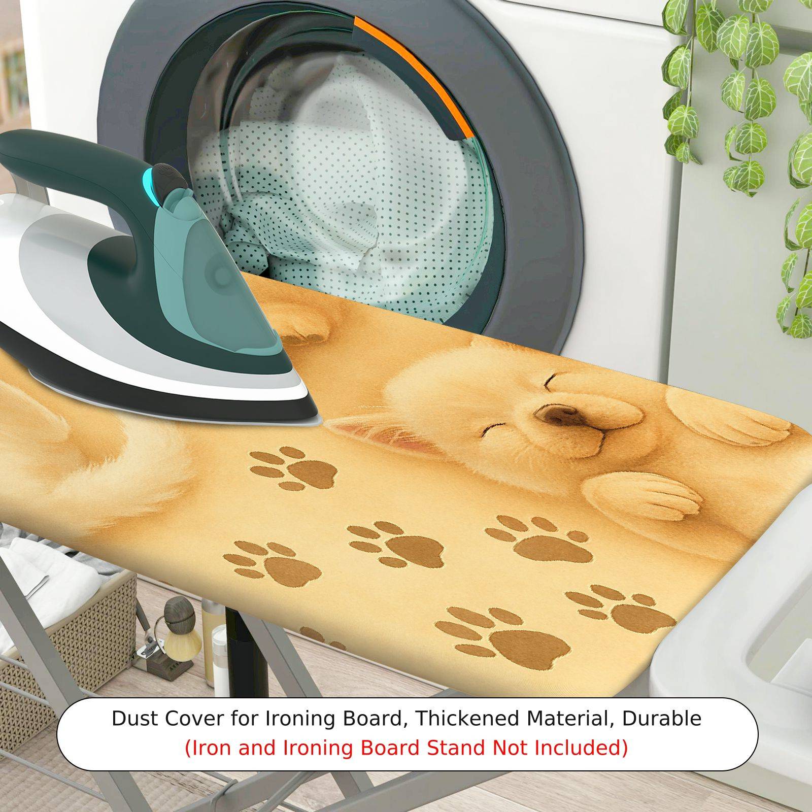 1-Piece Puppy Paw Print Sleeping Dogs Cute  Ironing Board Cover, Universal Size, Without Board