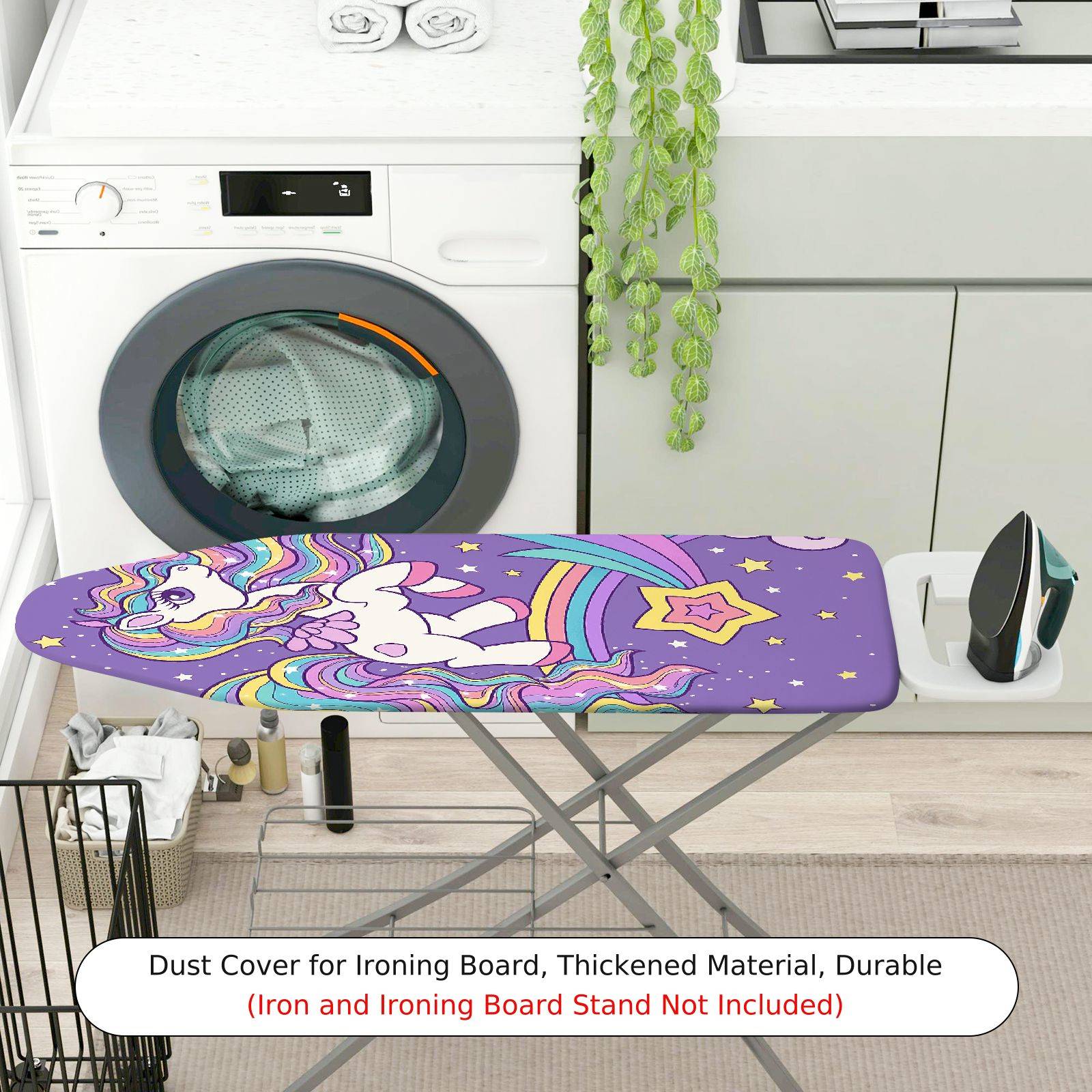 1-Piece Unicorn Rainbow Stars  Ironing Board Cover, Universal Size, Without Board