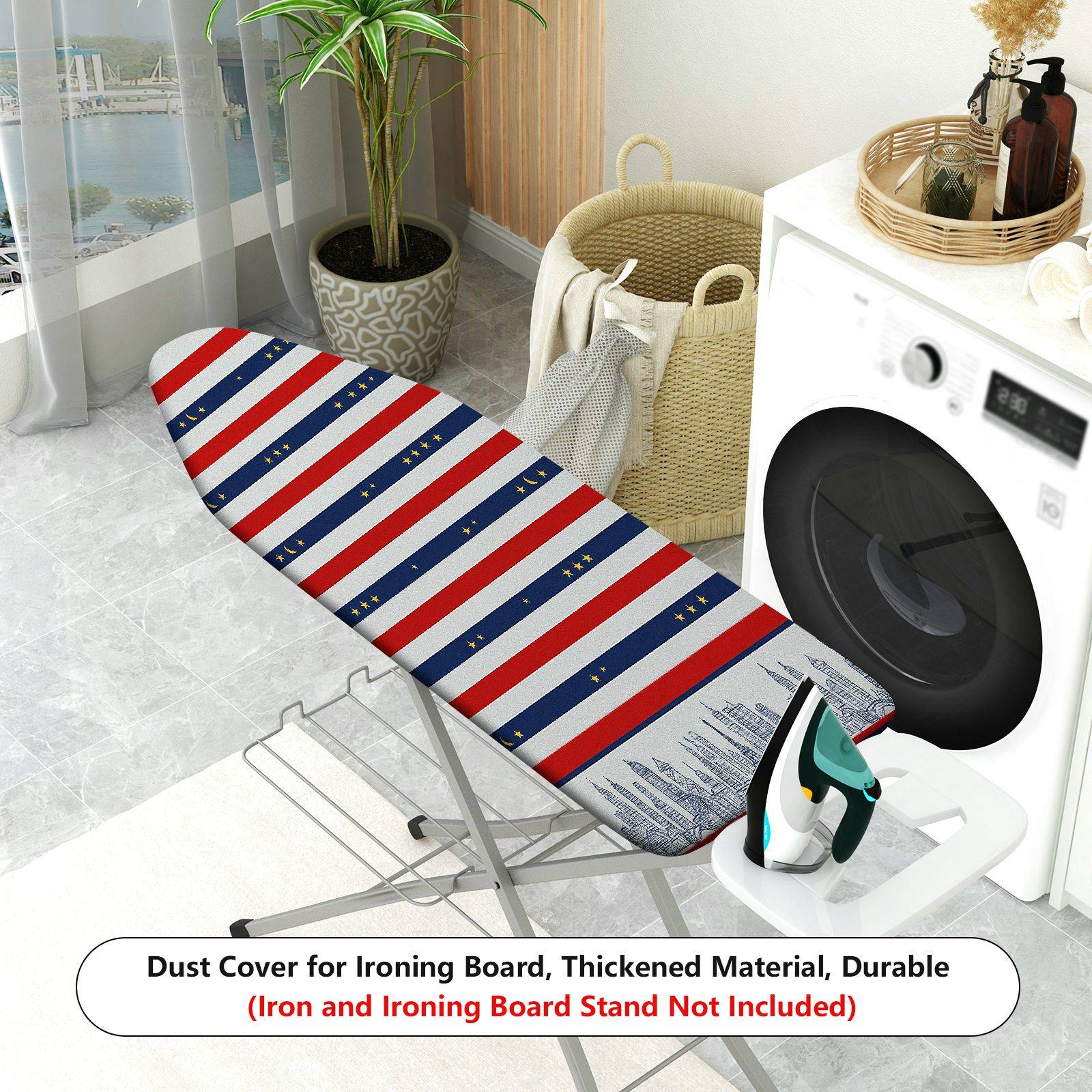 1-Piece American Flag City Skyline Star  Ironing Board Cover, Universal Size, Without Board