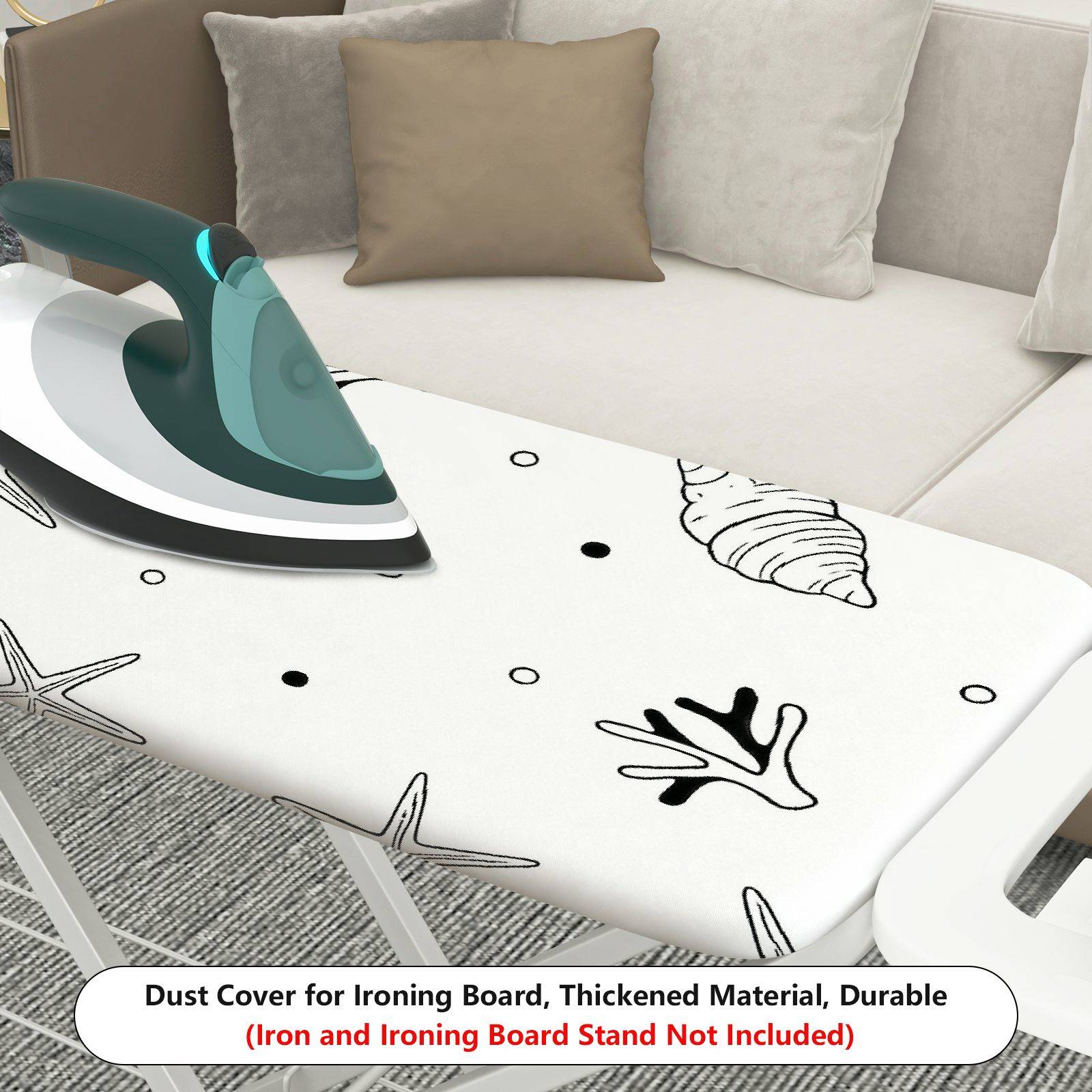 1-Piece Seaside Starfish Shell Coral  Ironing Board Cover, Universal Size, Without Board