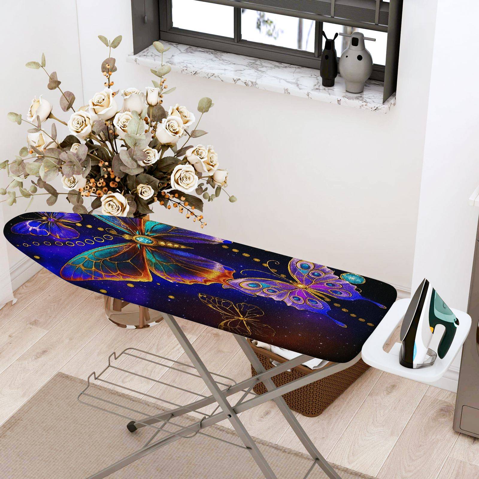 1-Piece Butterfly Galaxy Star  Ironing Board Cover, Universal Size, Without Board