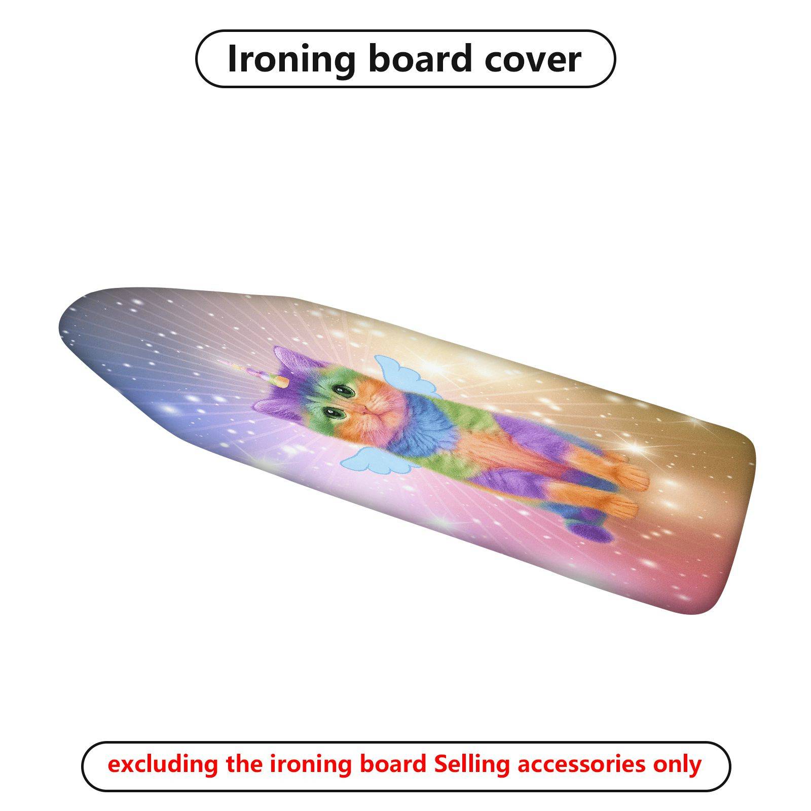 1-Piece Rainbow Cat Unicorn  Ironing Board Cover, Universal Size, Without Board