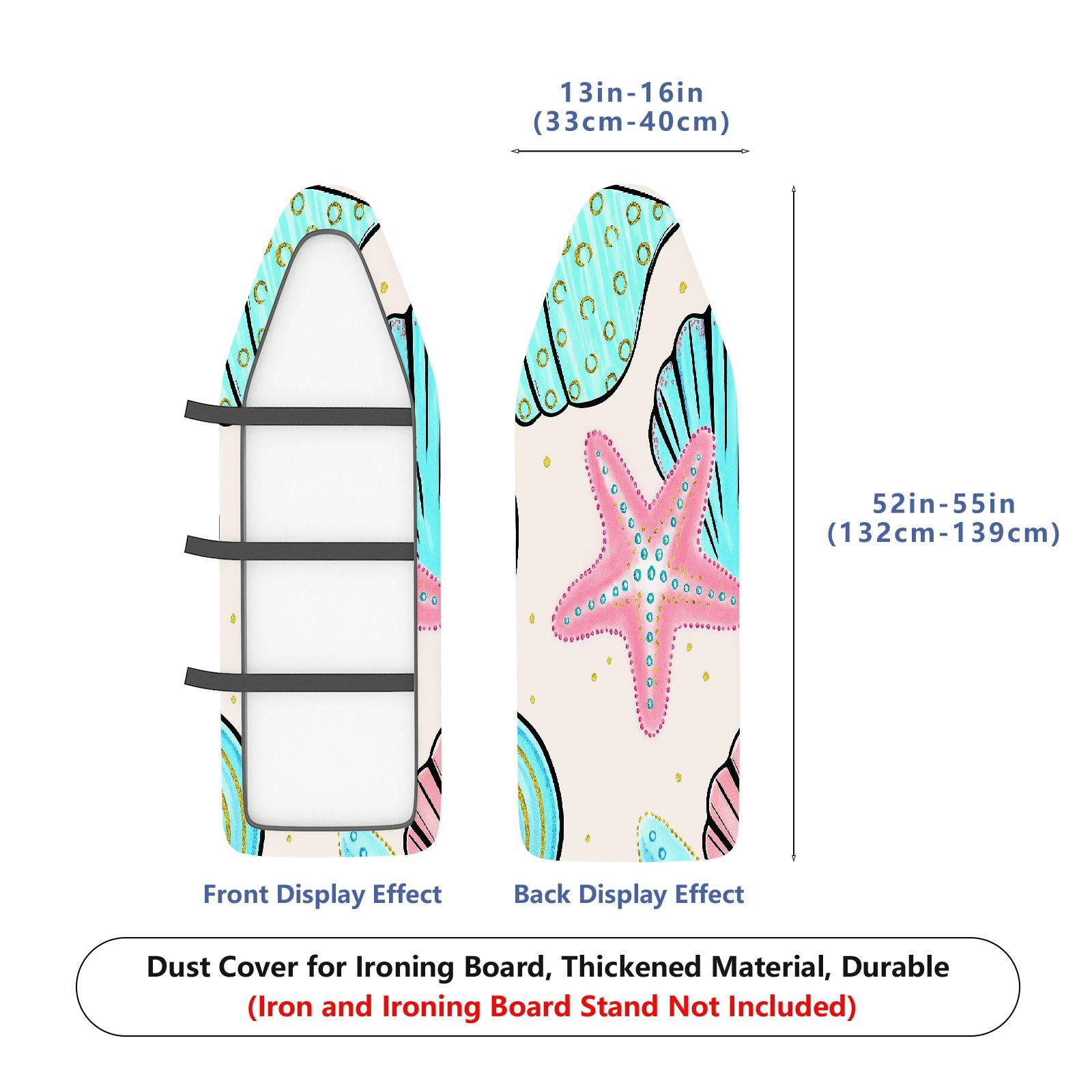 1-Piece Shell Starfish Ocean  Ironing Board Cover, Universal Size, Without Board