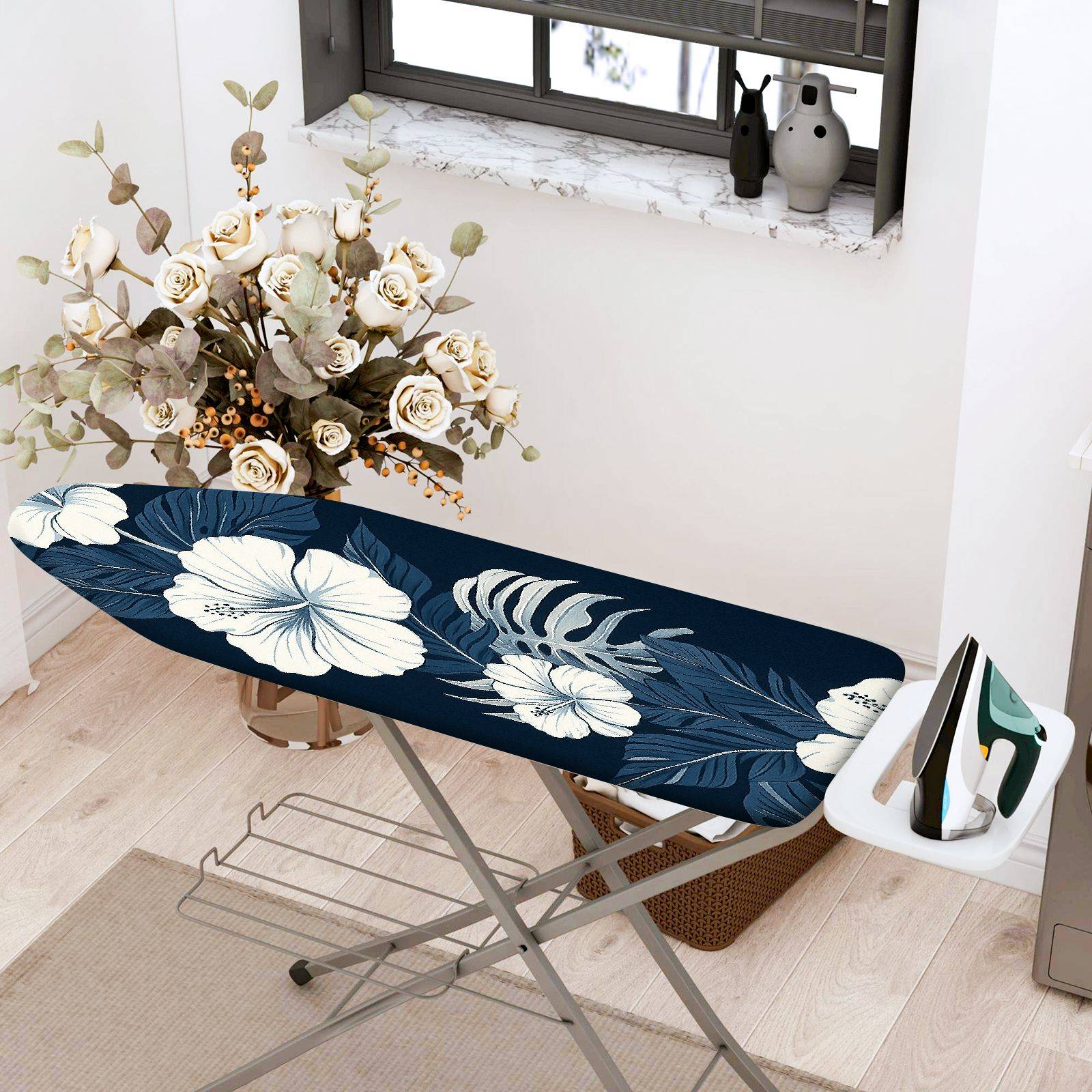 1-Piece Floral Tropical Leaf  Ironing Board Cover, Universal Size, Without Board