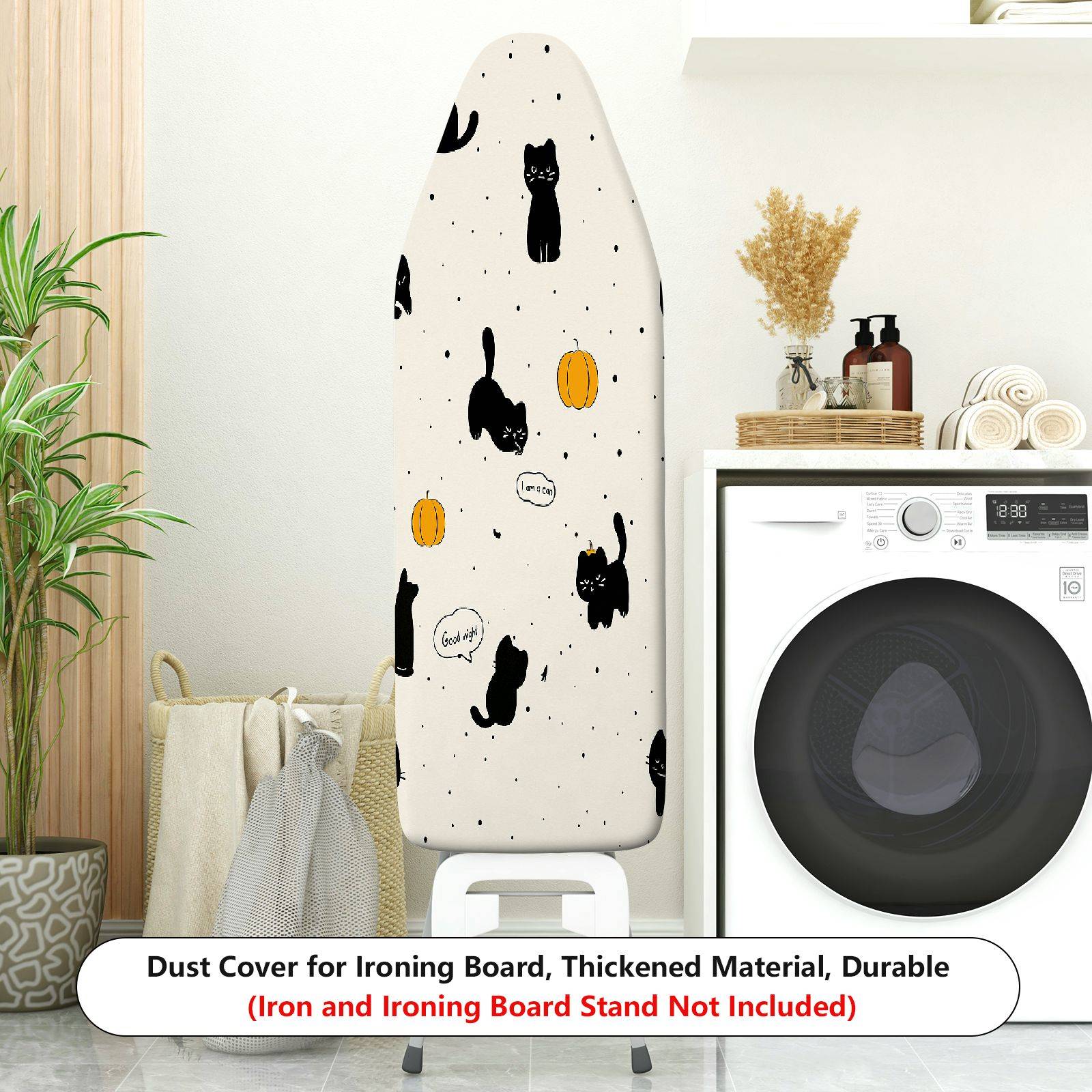 1-Piece Black Cat Pumpkin Halloween  Ironing Board Cover, Universal Size, Without Board