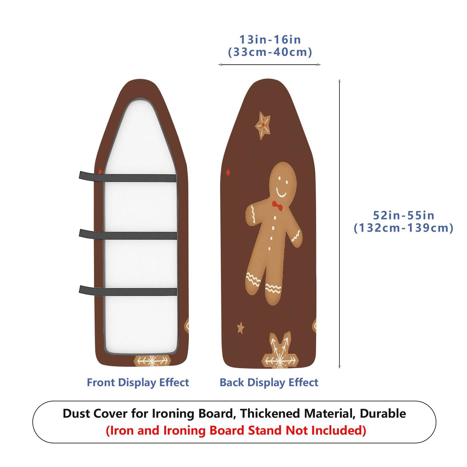 1-Piece Gingerbread Star Brown  Ironing Board Cover, Universal Size, Without Board
