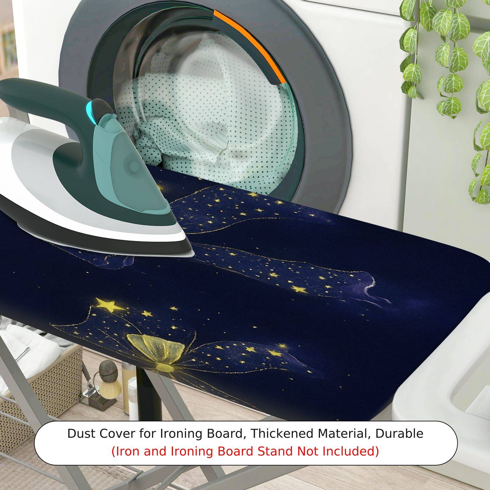 1-Piece Starry Ribbon Twinkle Blue  Ironing Board Cover, Universal Size, Without Board