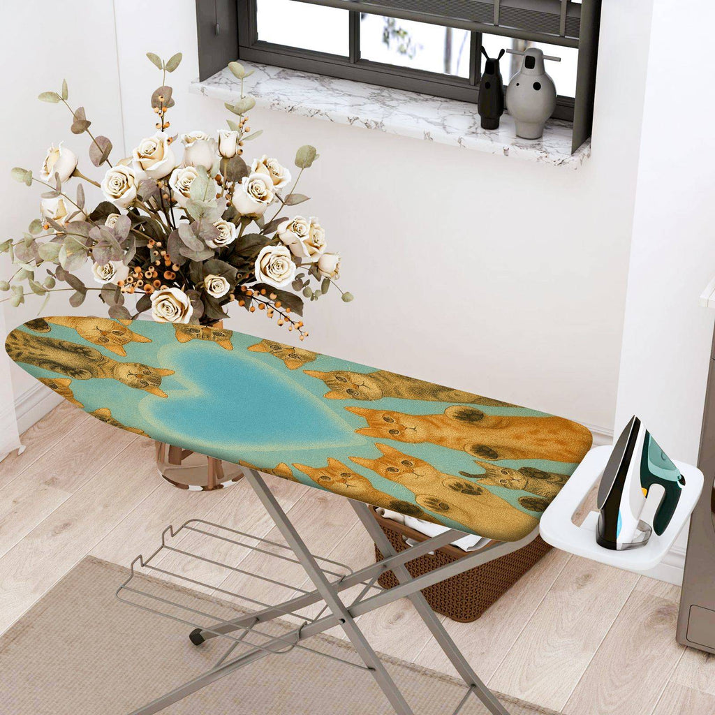 1-Piece Cat Heart Blue  Ironing Board Cover, Universal Size, Without Board