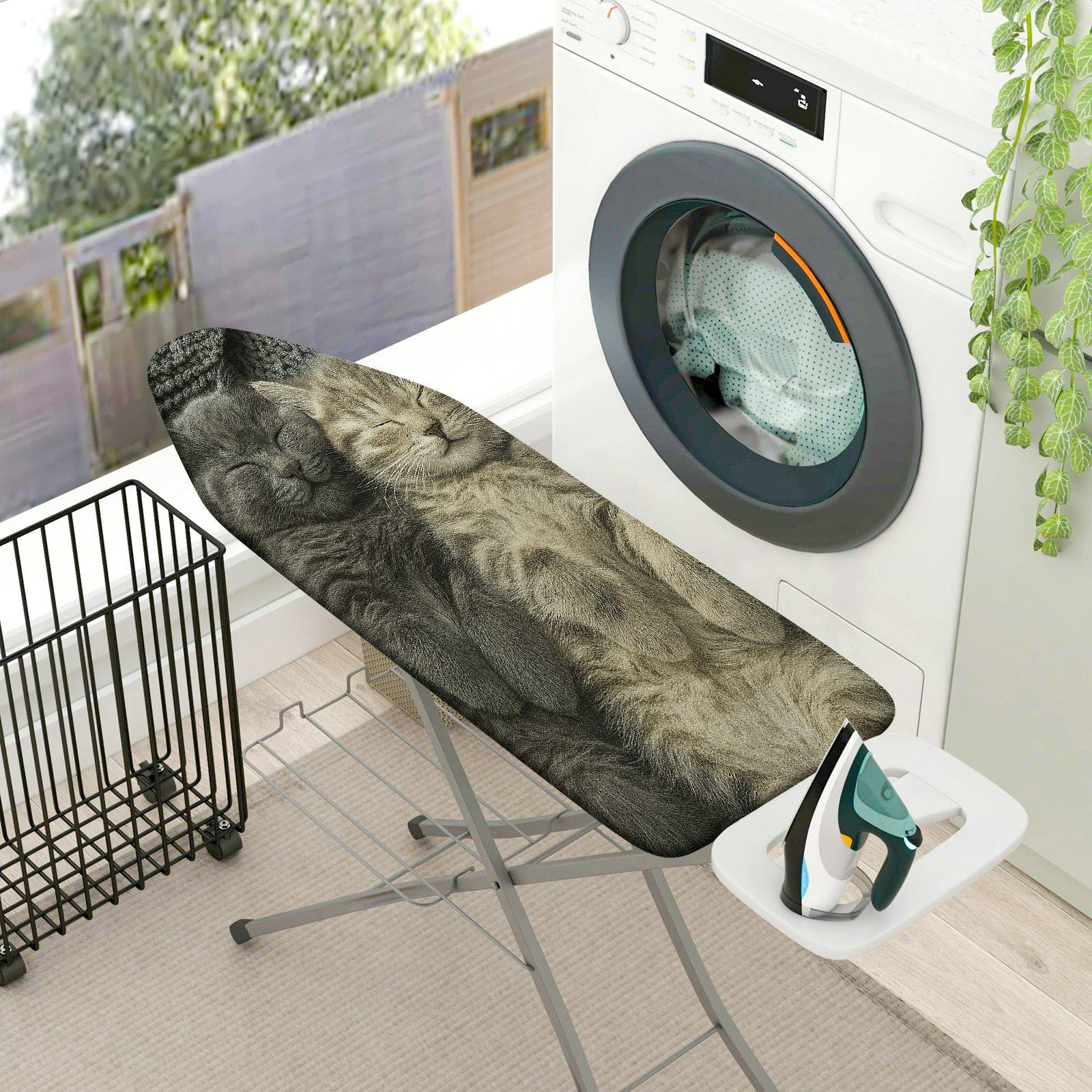 1-Piece Cat Sleeping Cozy Relax  Ironing Board Cover, Universal Size, Without Board