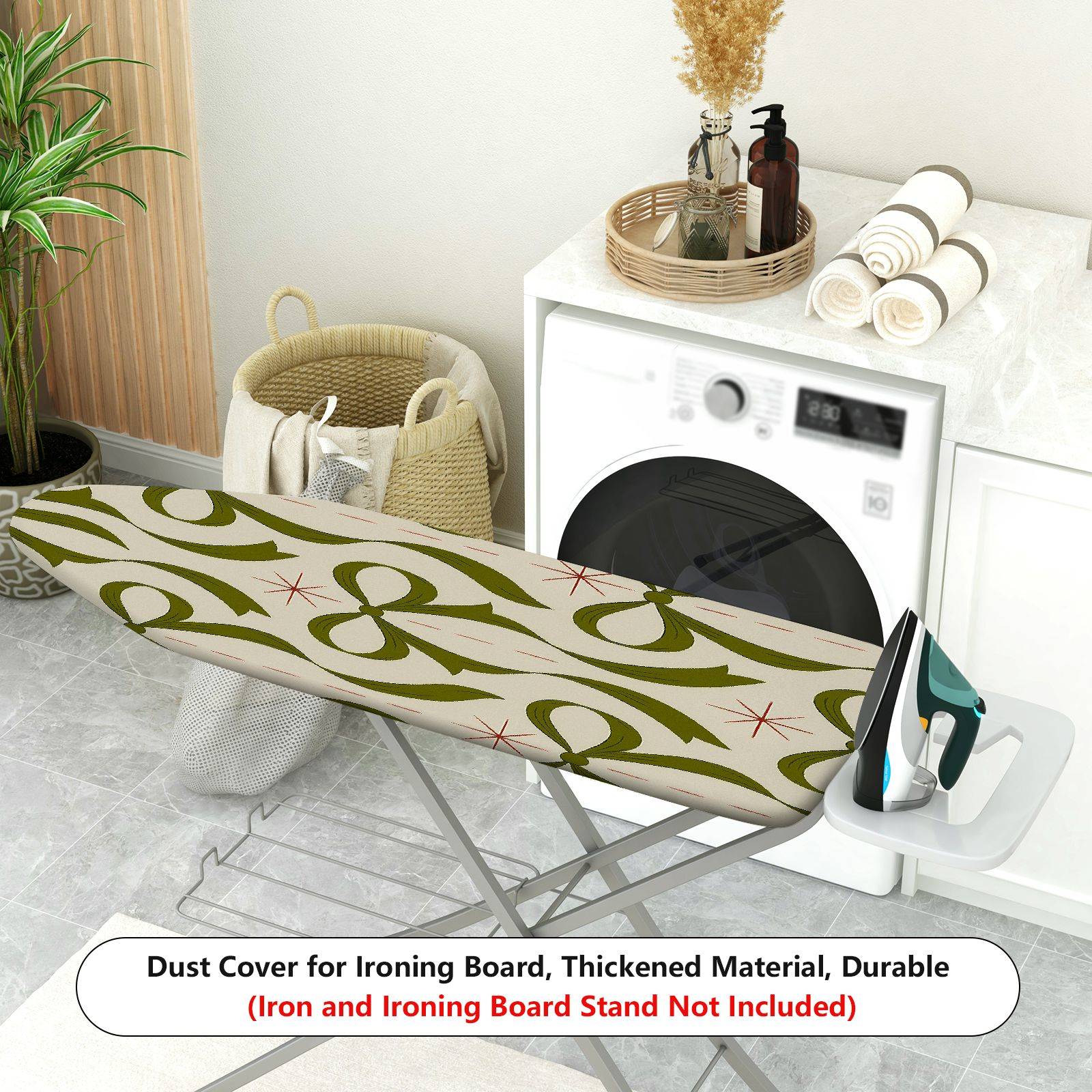 1-Piece Green Bow Star Pattern  Ironing Board Cover, Universal Size, Without Board