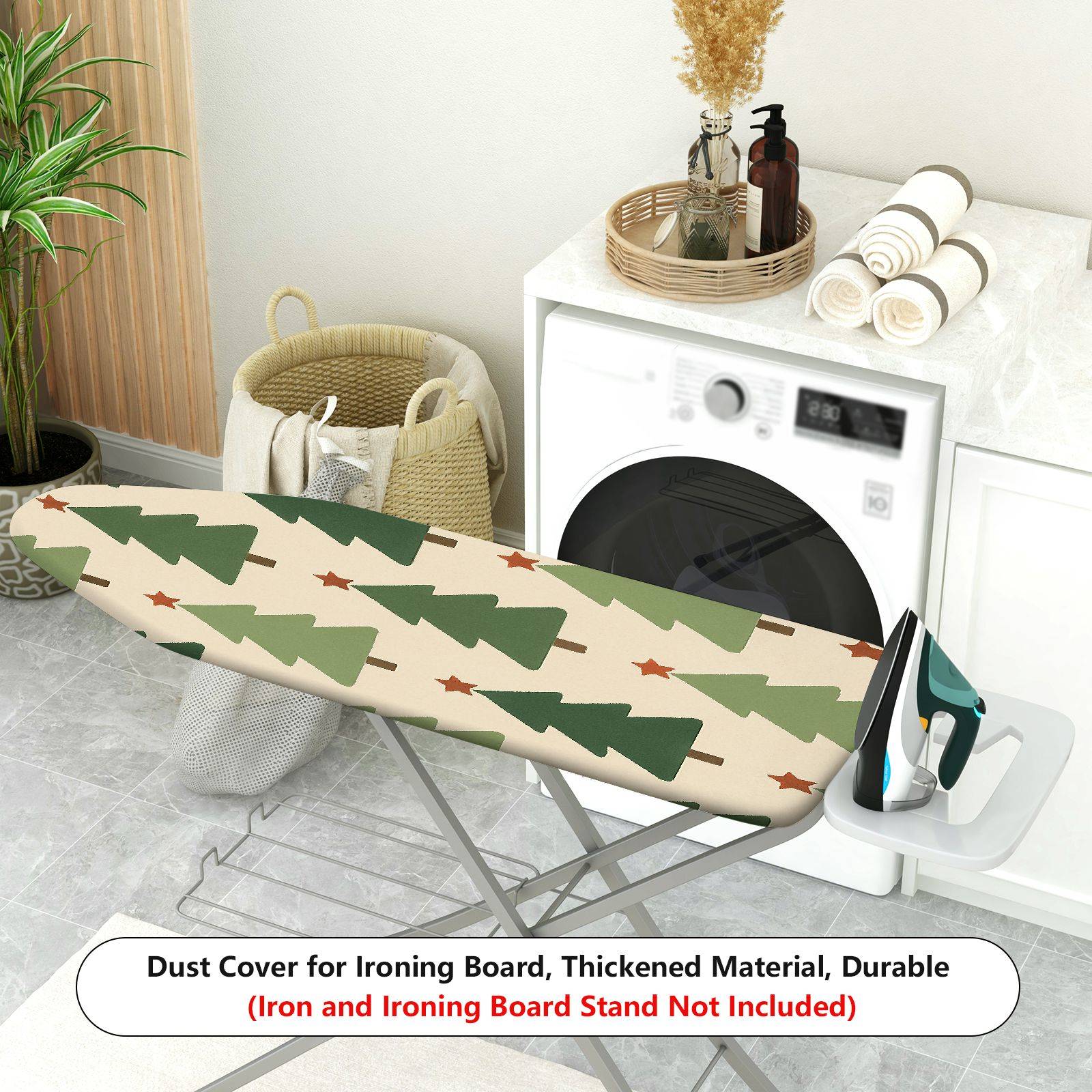 1-Piece Christmas Green Tree Star  Ironing Board Cover, Universal Size, Without Board