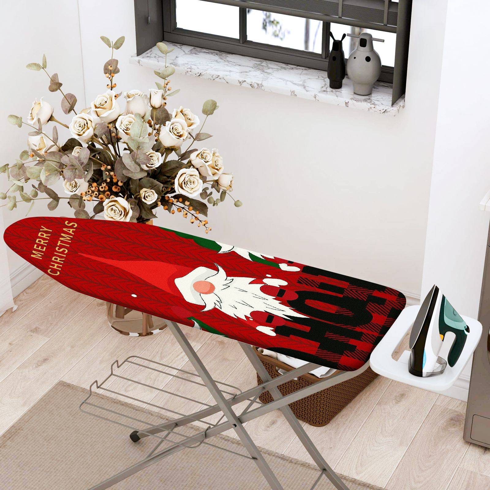 1-Piece Merry Christmas Santa Claus Red  Ironing Board Cover, Universal Size, Without Board