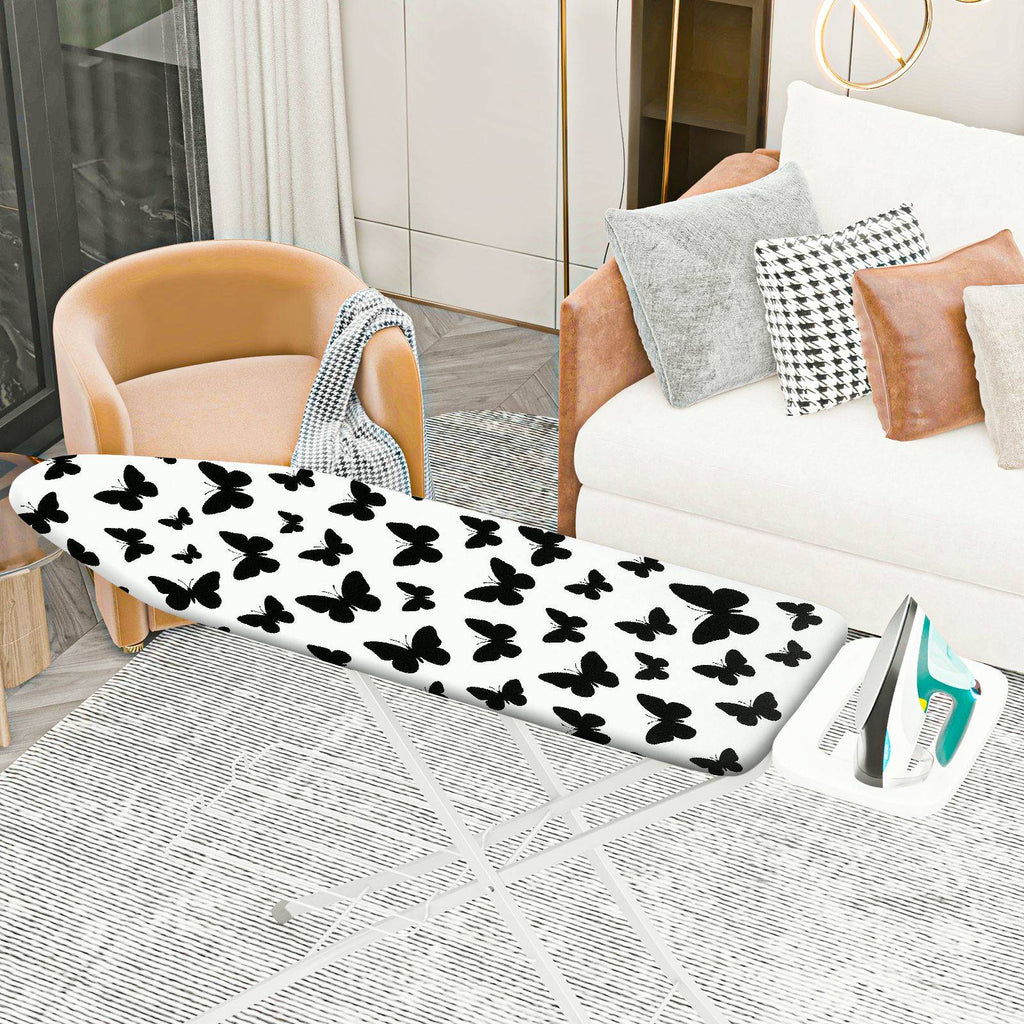 1-Piece Butterfly Pattern Black And White Elegant  Ironing Board Cover, Universal Size, Without Board