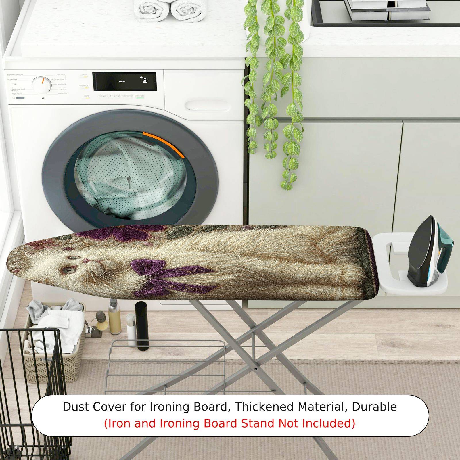 1-Piece Cat Floral Bow  Ironing Board Cover, Universal Size, Without Board