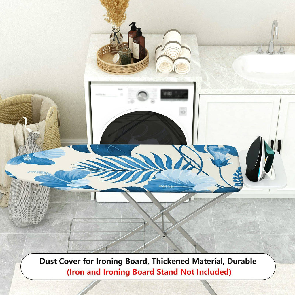 1-Piece Tropical Feathers Floral Blue Design  Ironing Board Cover, Universal Size, Without Board