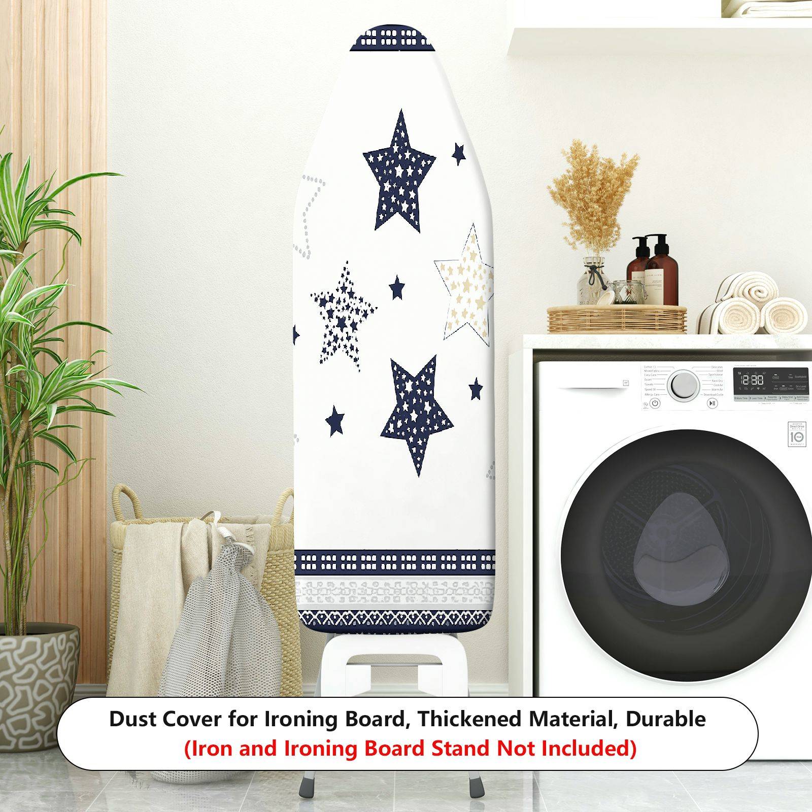 1-Piece Stars Pattern Navy White Blue  Ironing Board Cover, Universal Size, Without Board