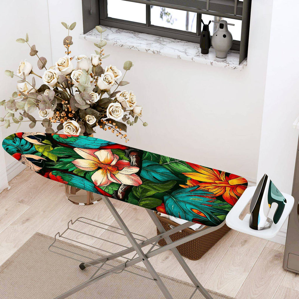 1-Piece Tropical Parrot Flower  Ironing Board Cover, Universal Size, Without Board