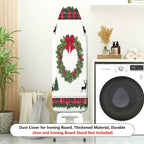 1-Piece Christmas Wreath Plaid Reindeer  Ironing Board Cover, Universal Size, Without Board