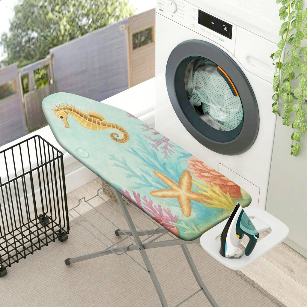 1-Piece Underwater Seahorse Starfish  Ironing Board Cover, Universal Size, Without Board