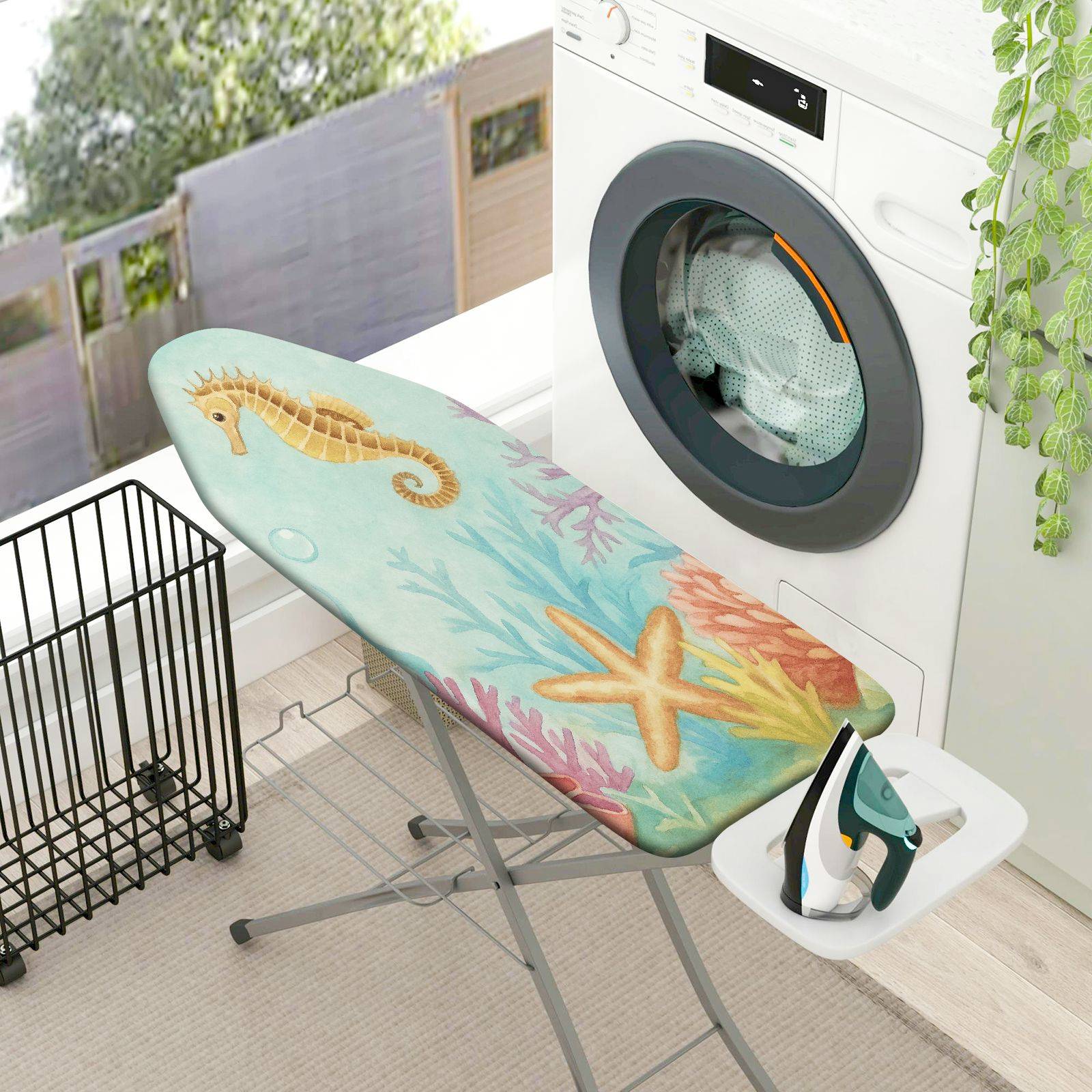 1-Piece Underwater Seahorse Starfish  Ironing Board Cover, Universal Size, Without Board