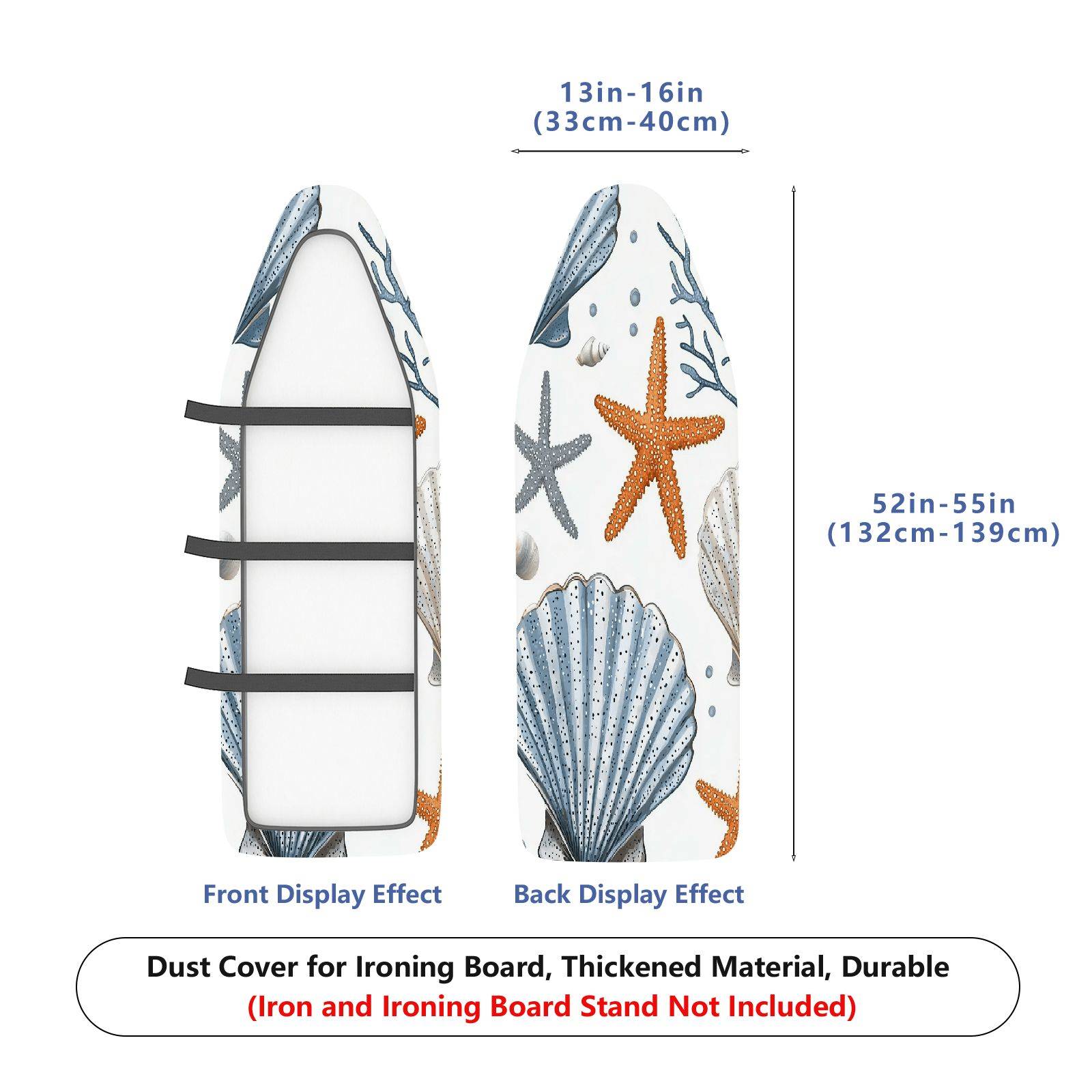 1-Piece Seashell Starfish Coral  Ironing Board Cover, Universal Size, Without Board
