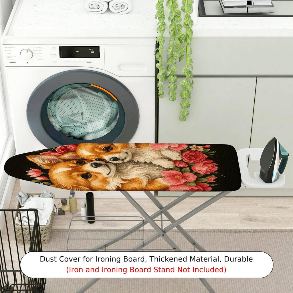 1-Piece Dog Floral Art  Ironing Board Cover, Universal Size, Without Board