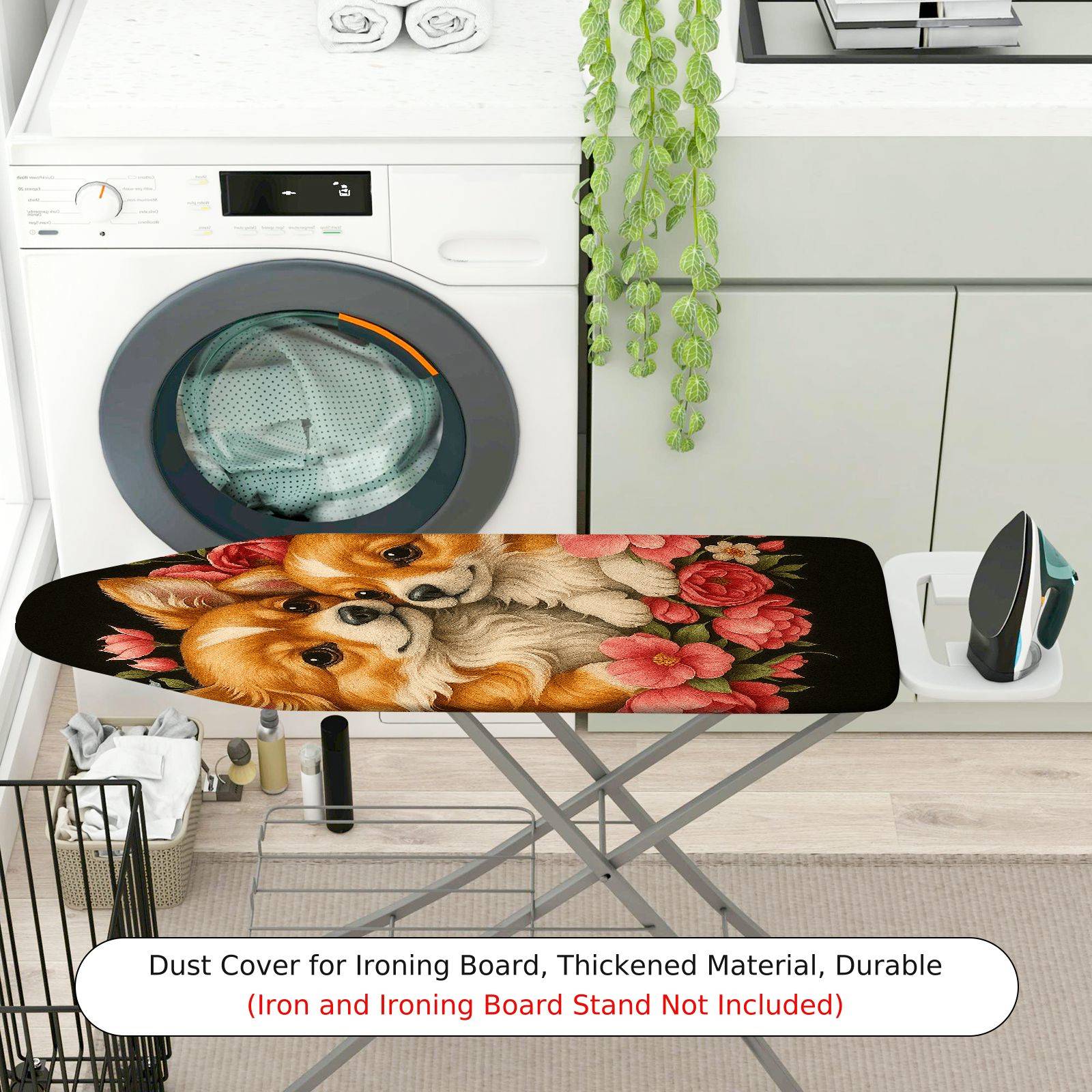 1-Piece Dog Floral Art  Ironing Board Cover, Universal Size, Without Board