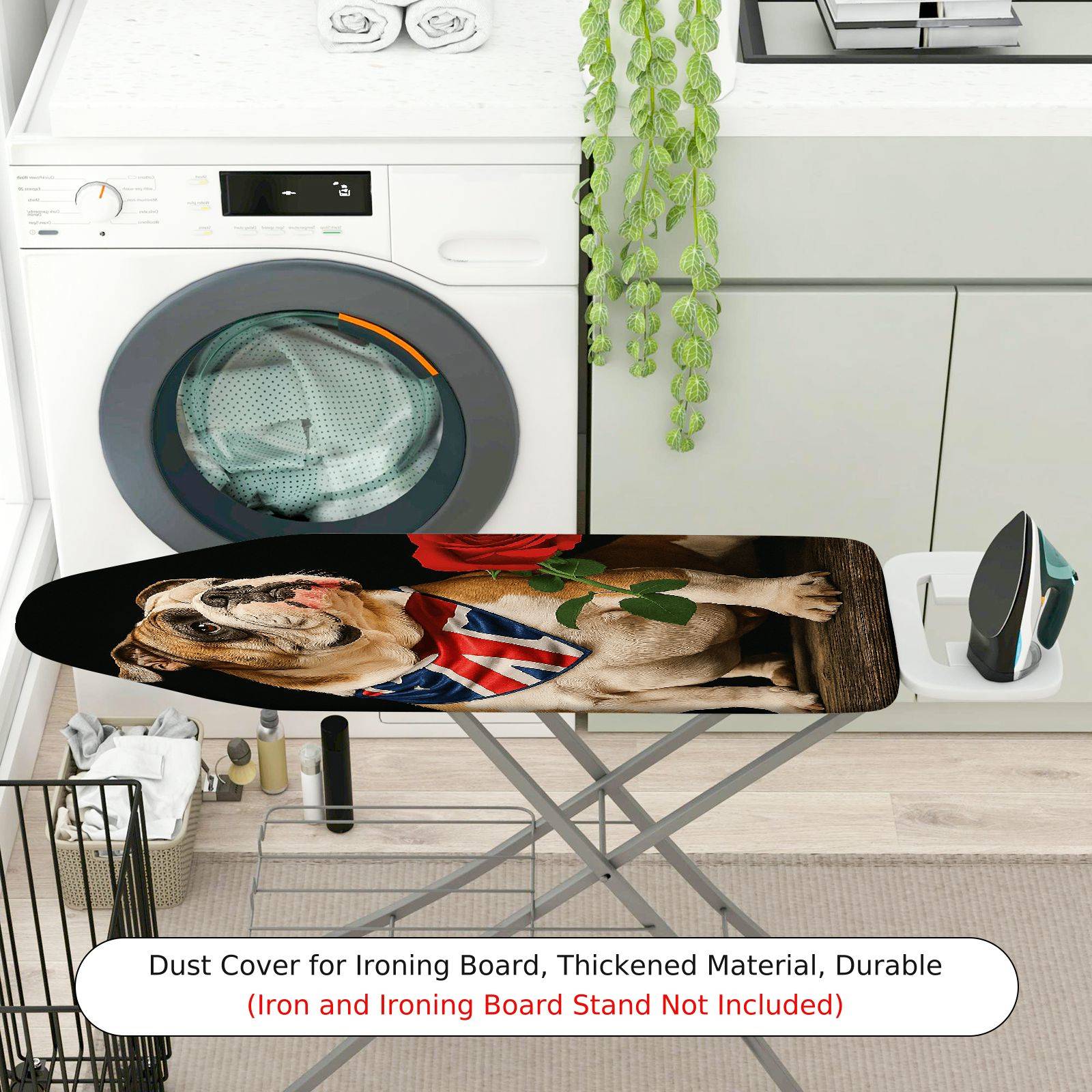 1-Piece Bulldog Union Jack Rose  Ironing Board Cover, Universal Size, Without Board